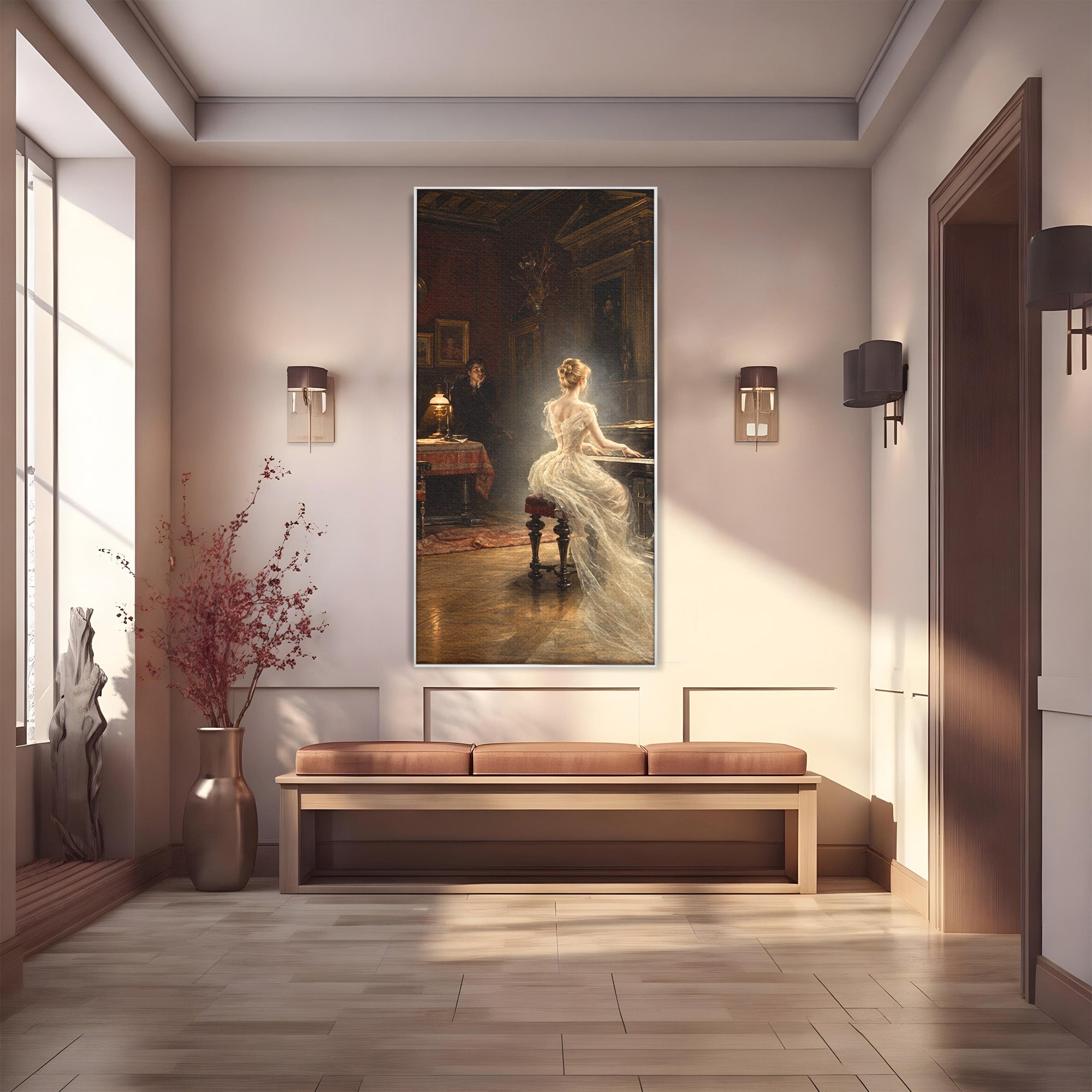 Tablou Canvas Premium LuxCanva® U1048, Pianista Eleganta, Pian, Clasic, Living, Romantic, Eleganta, Culori Vibrante