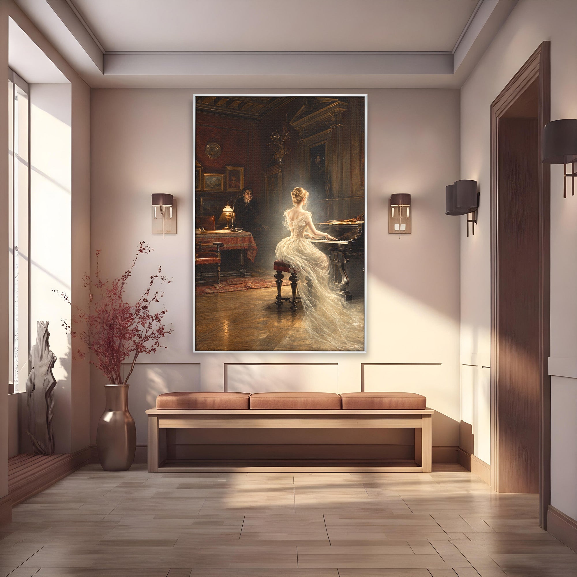 Tablou Canvas Premium LuxCanva® U1048, Pianista Eleganta, Pian, Clasic, Living, Romantic, Eleganta, Culori Vibrante