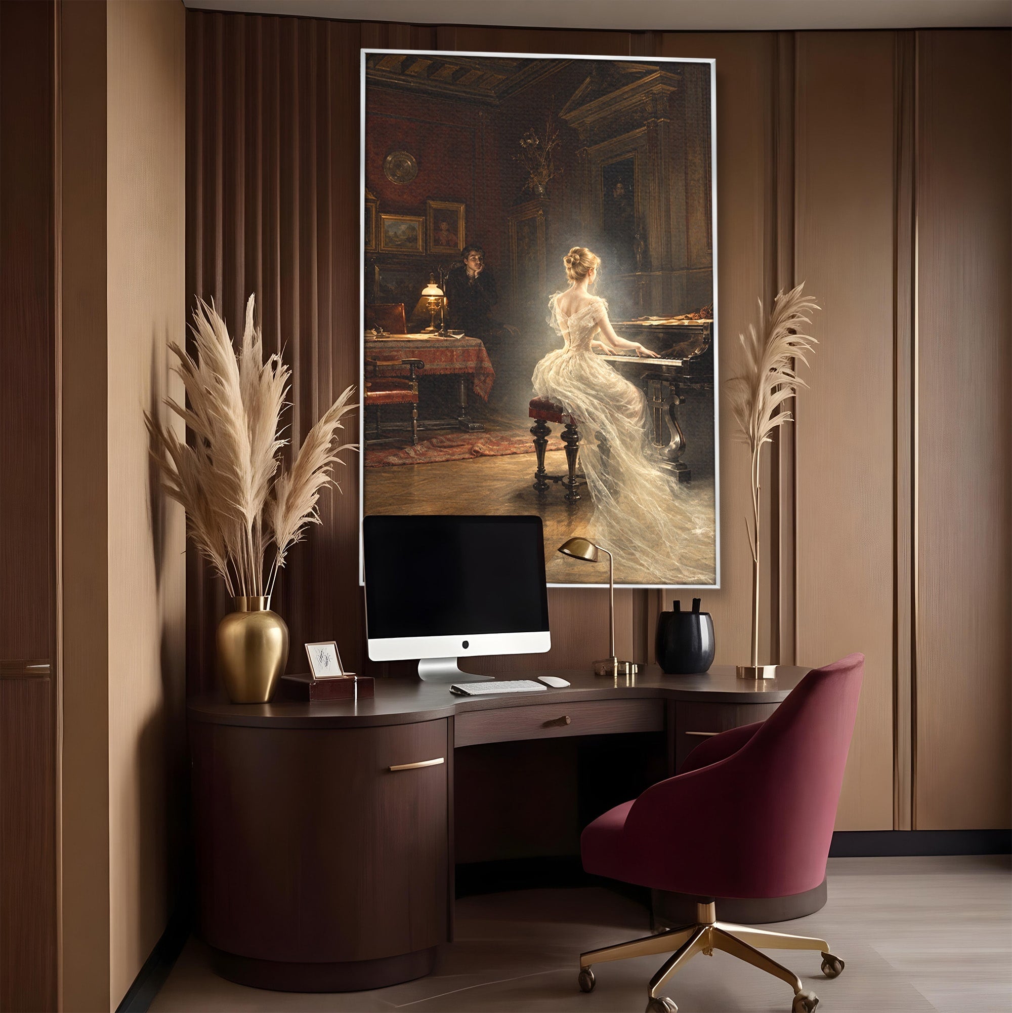 Tablou Canvas Premium LuxCanva® U1048, Pianista Eleganta, Pian, Clasic, Living, Romantic, Eleganta, Culori Vibrante