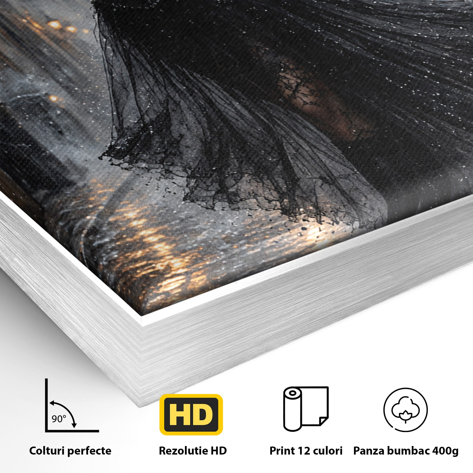 Tablou Canvas Premium LuxCanva® U1049, Balet Nocturn Pe Strazile Ude, Dansatoare, Ploaie, Romantic, Dramatic, Strada, Noapte, Living, Culori Vibrante