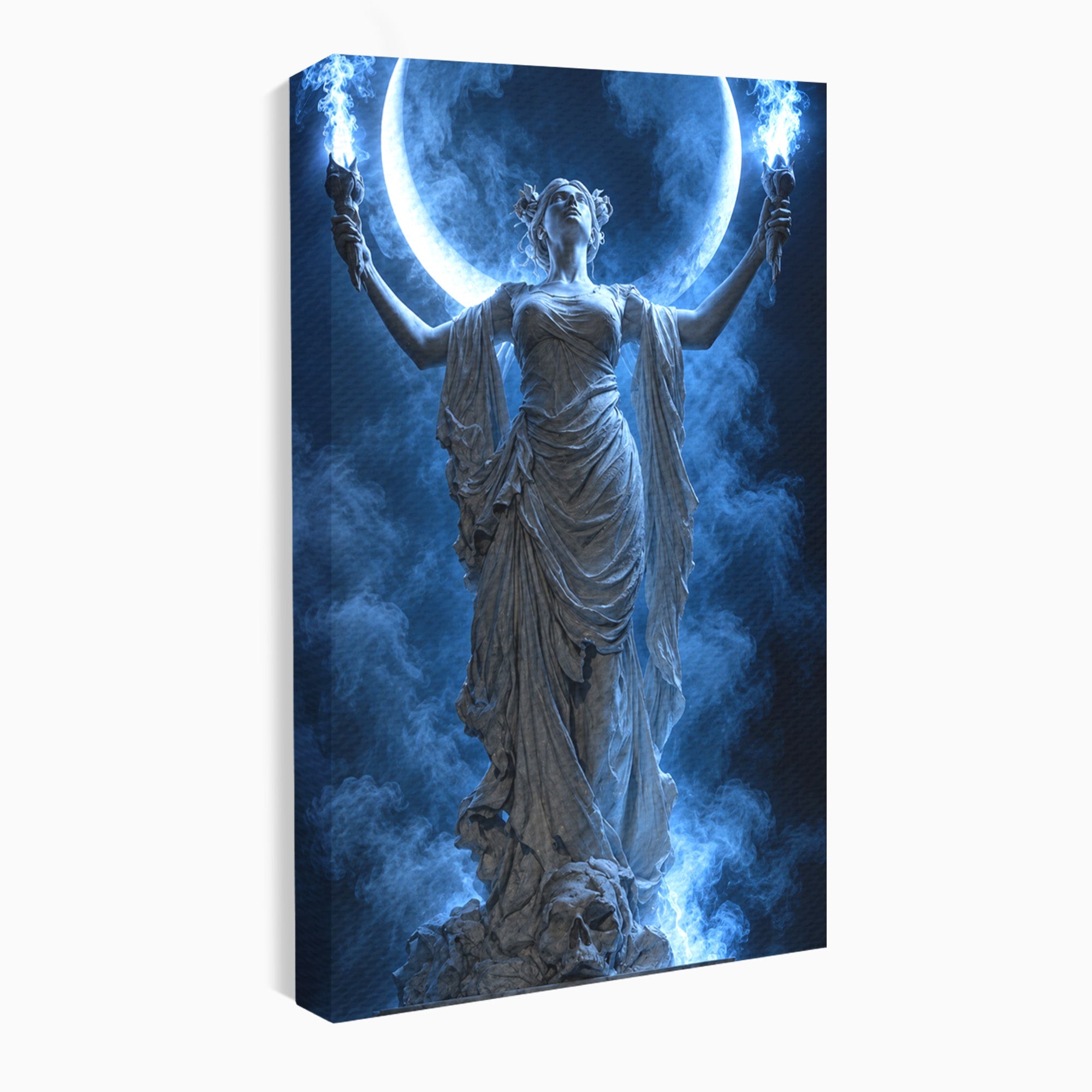 Tablou Canvas Premium LuxCanva® U1052, Zeita Lunii, Mistic, Statuie, Zeita, Luna, Dormitor, Living, Culori Vibrante