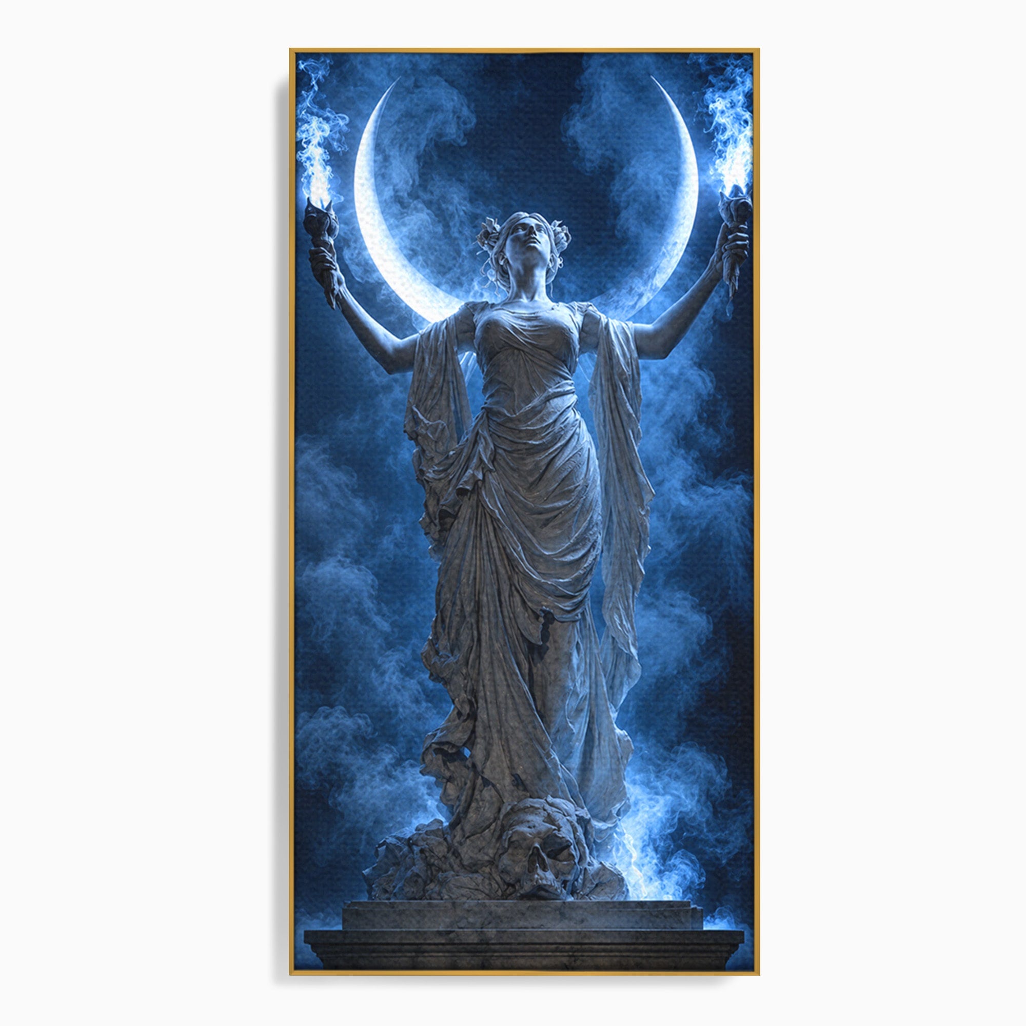 Tablou Canvas Premium LuxCanva® U1052, Zeita Lunii, Mistic, Statuie, Zeita, Luna, Dormitor, Living, Culori Vibrante