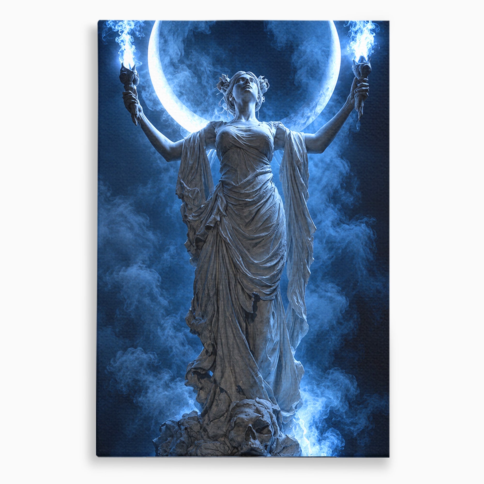 Tablou Canvas Premium LuxCanva® U1052, Zeita Lunii, Mistic, Statuie, Zeita, Luna, Dormitor, Living, Culori Vibrante