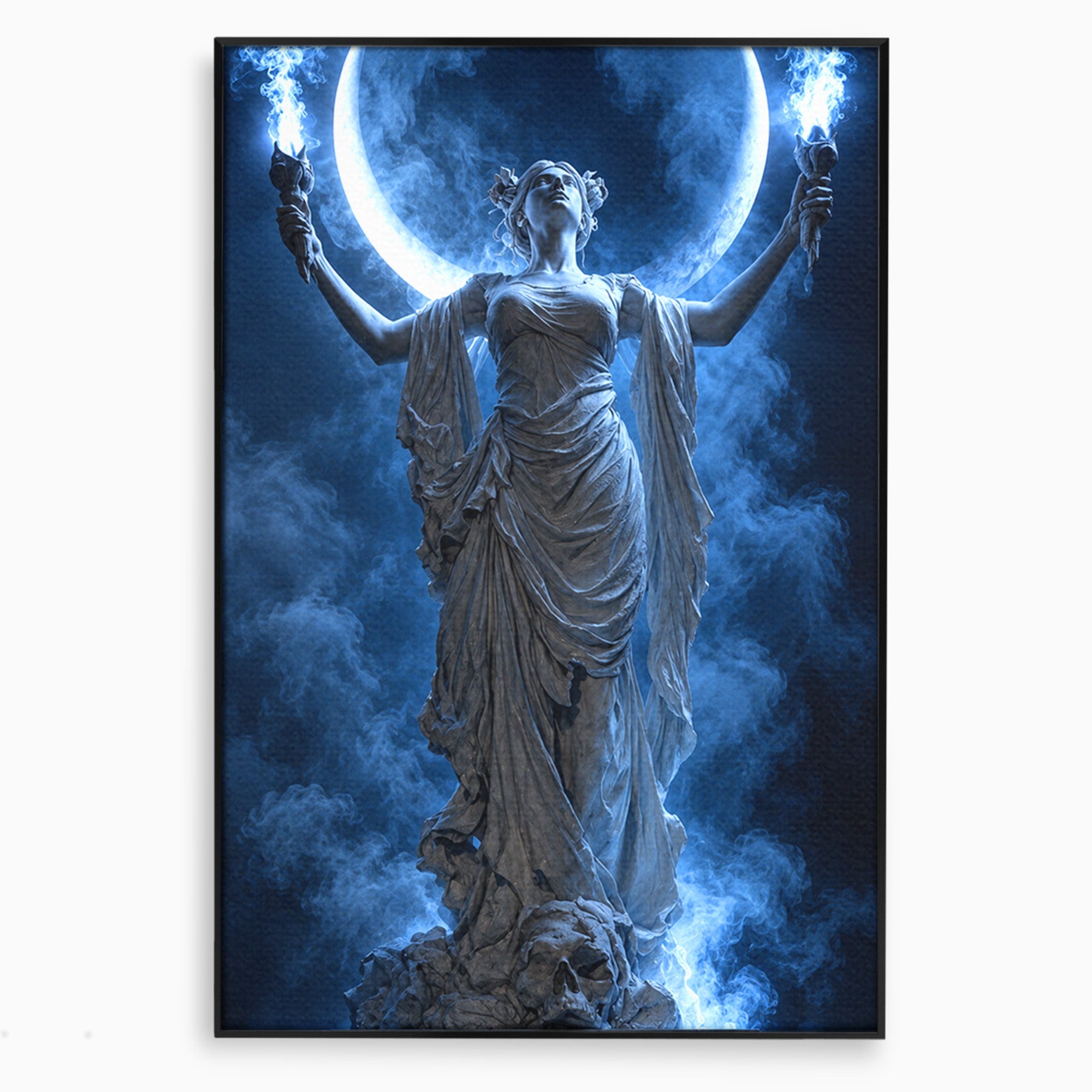 Tablou Canvas Premium LuxCanva® U1052, Zeita Lunii, Mistic, Statuie, Zeita, Luna, Dormitor, Living, Culori Vibrante