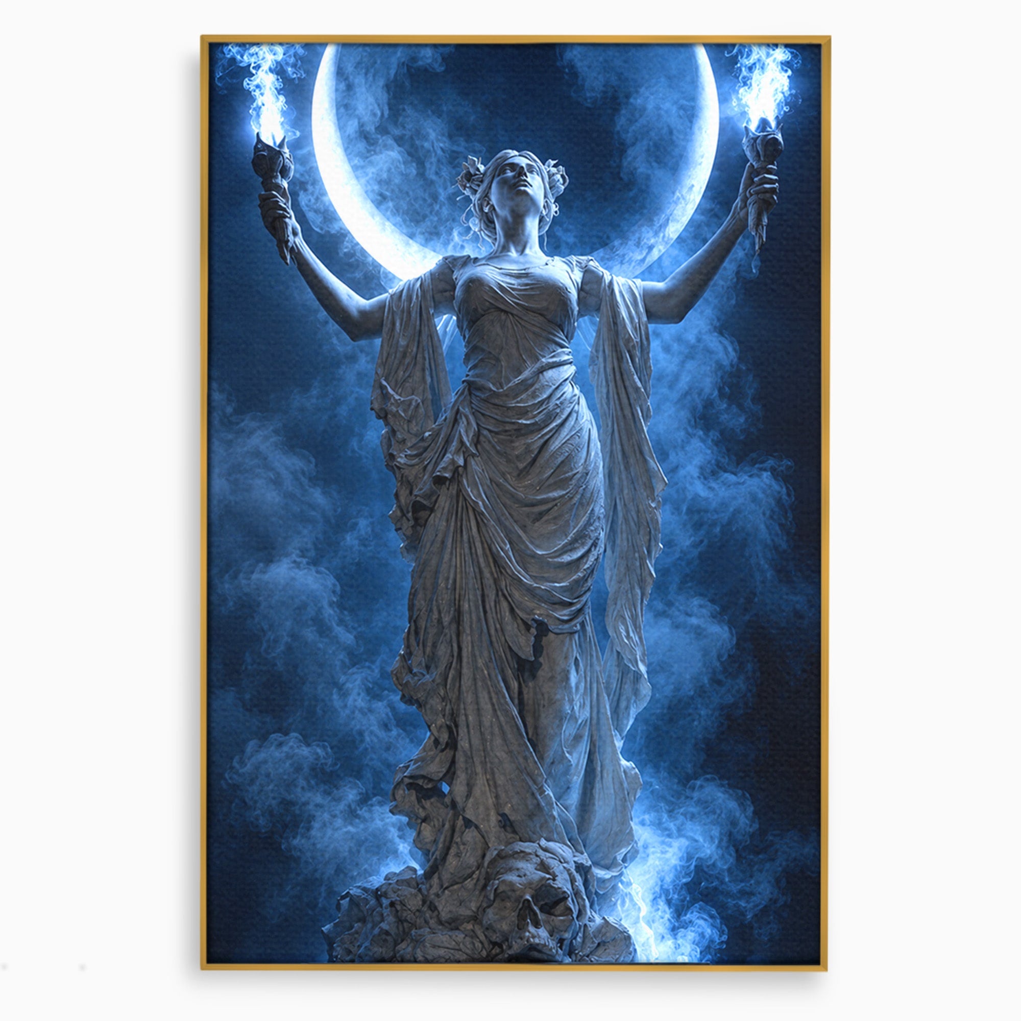 Tablou Canvas Premium LuxCanva® U1052, Zeita Lunii, Mistic, Statuie, Zeita, Luna, Dormitor, Living, Culori Vibrante
