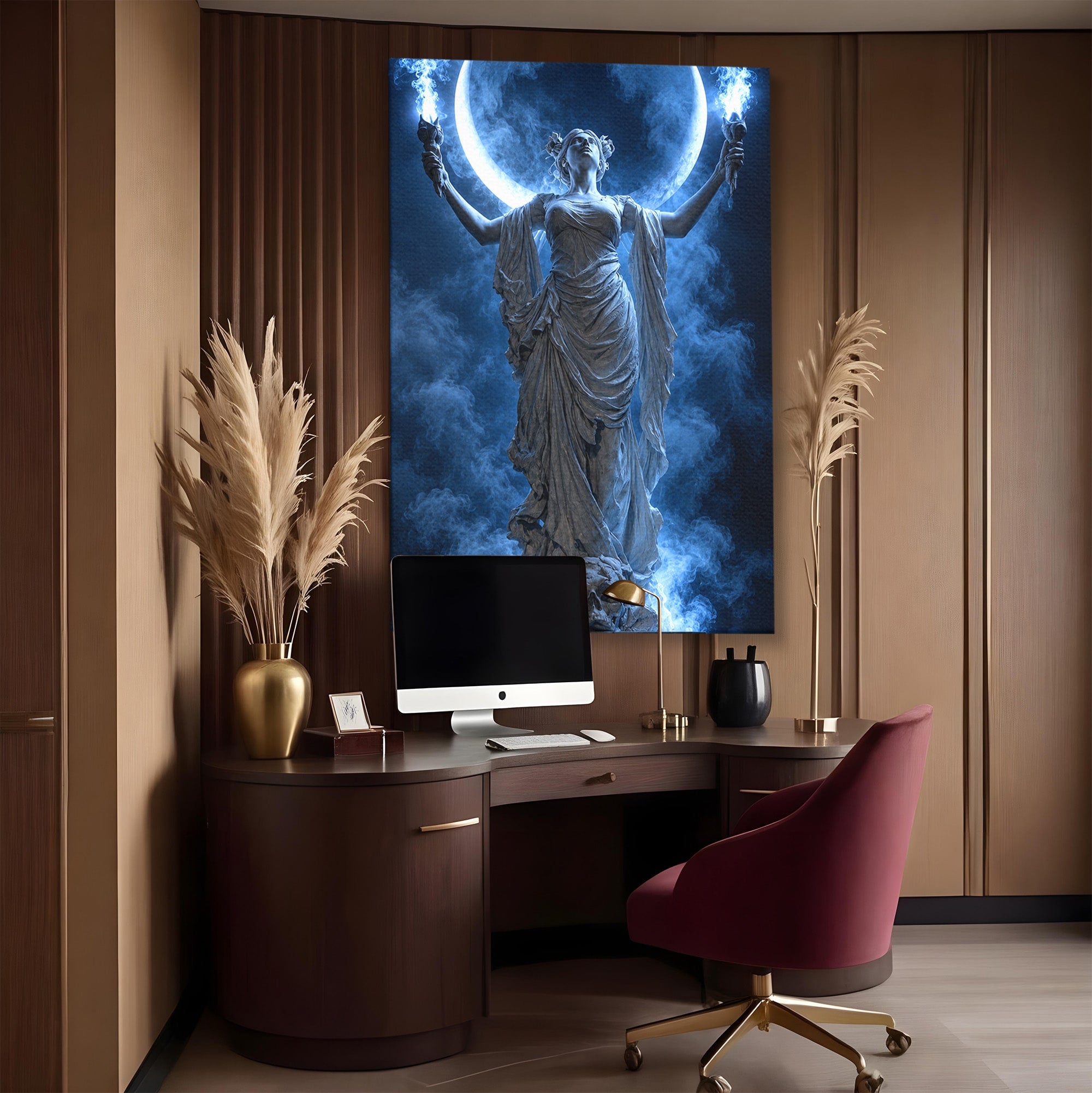 Tablou Canvas Premium LuxCanva® U1052, Zeita Lunii, Mistic, Statuie, Zeita, Luna, Dormitor, Living, Culori Vibrante