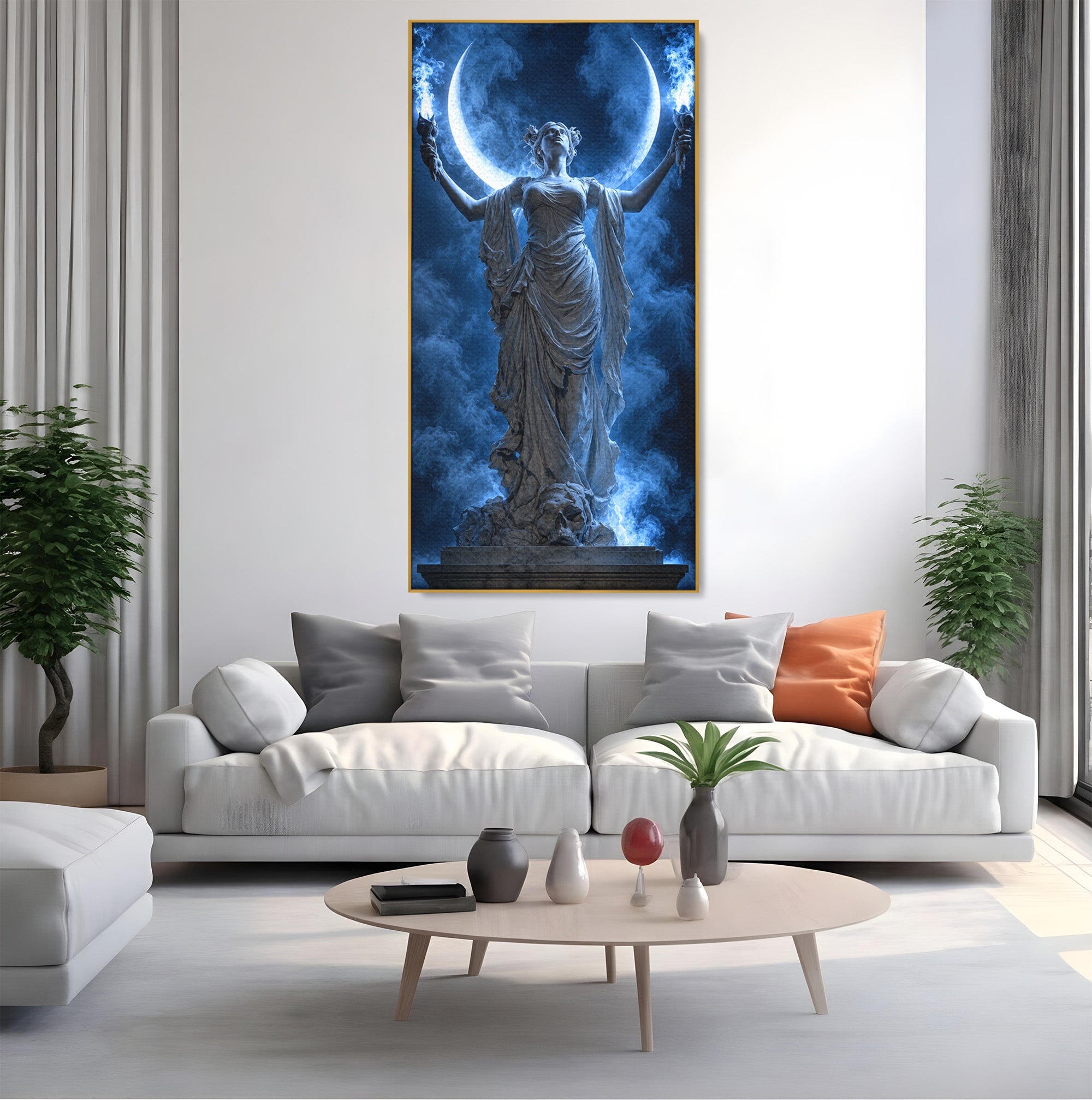 Tablou Canvas Premium LuxCanva® U1052, Zeita Lunii, Mistic, Statuie, Zeita, Luna, Dormitor, Living, Culori Vibrante