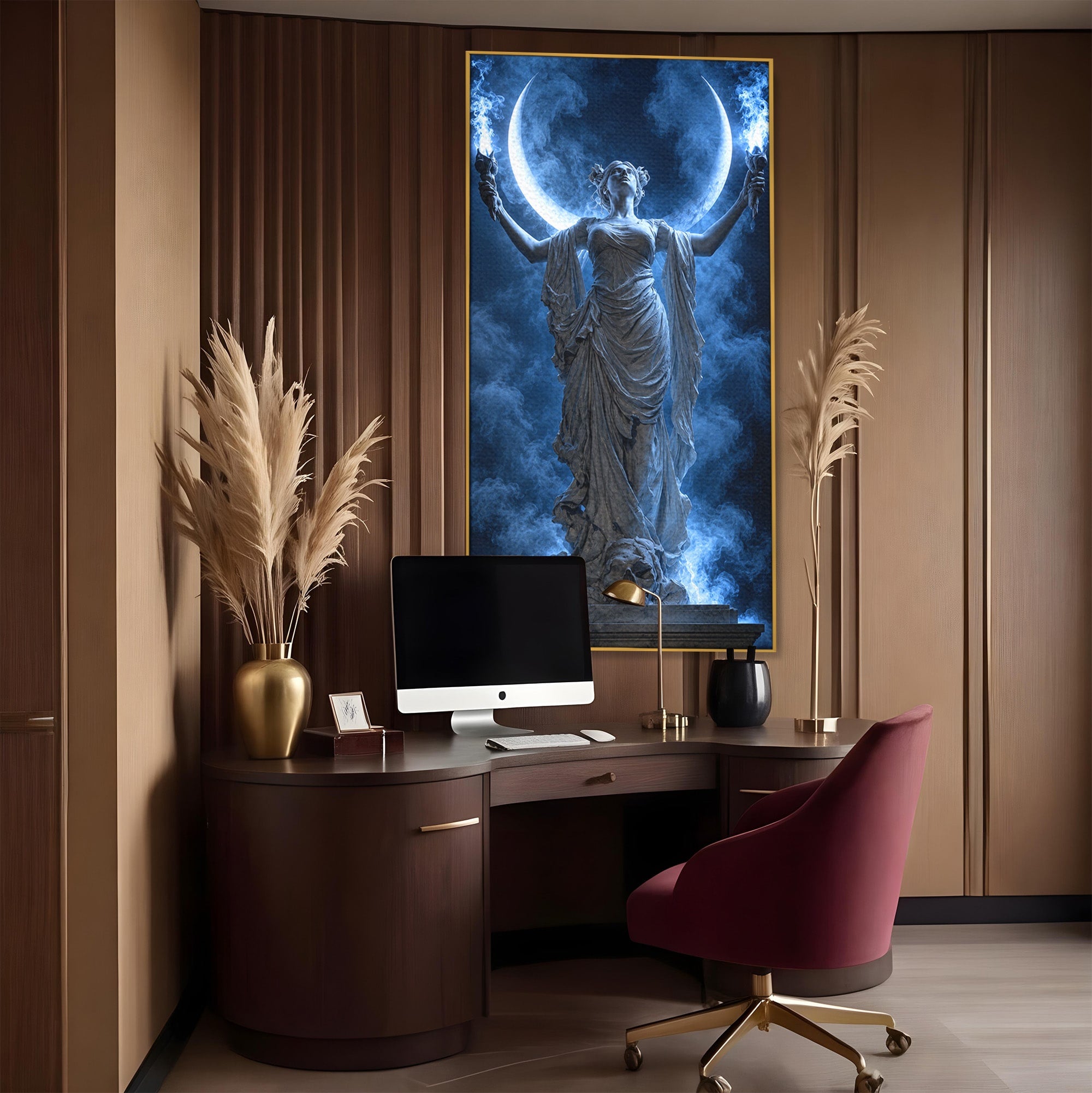Tablou Canvas Premium LuxCanva® U1052, Zeita Lunii, Mistic, Statuie, Zeita, Luna, Dormitor, Living, Culori Vibrante