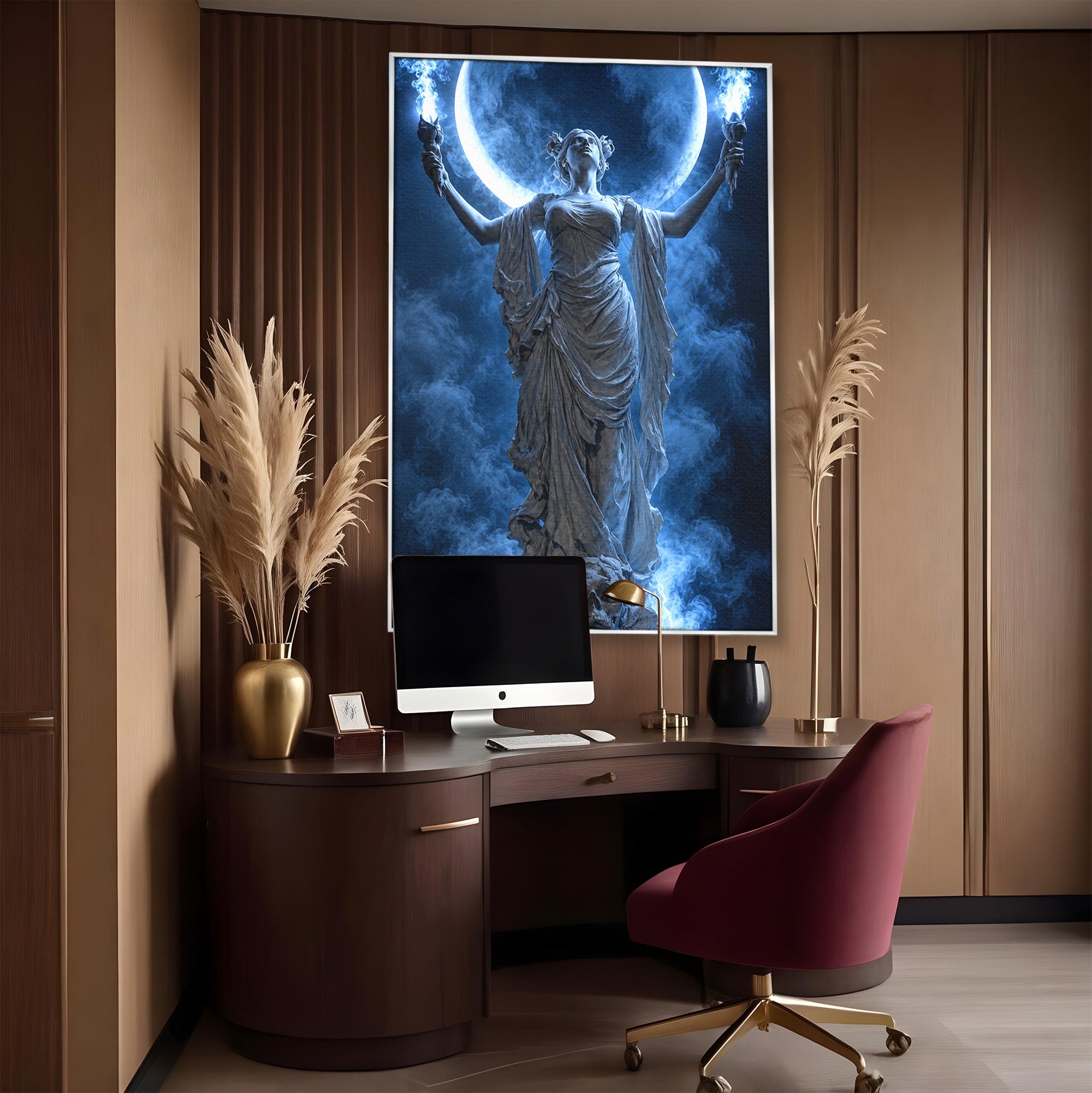 Tablou Canvas Premium LuxCanva® U1052, Zeita Lunii, Mistic, Statuie, Zeita, Luna, Dormitor, Living, Culori Vibrante