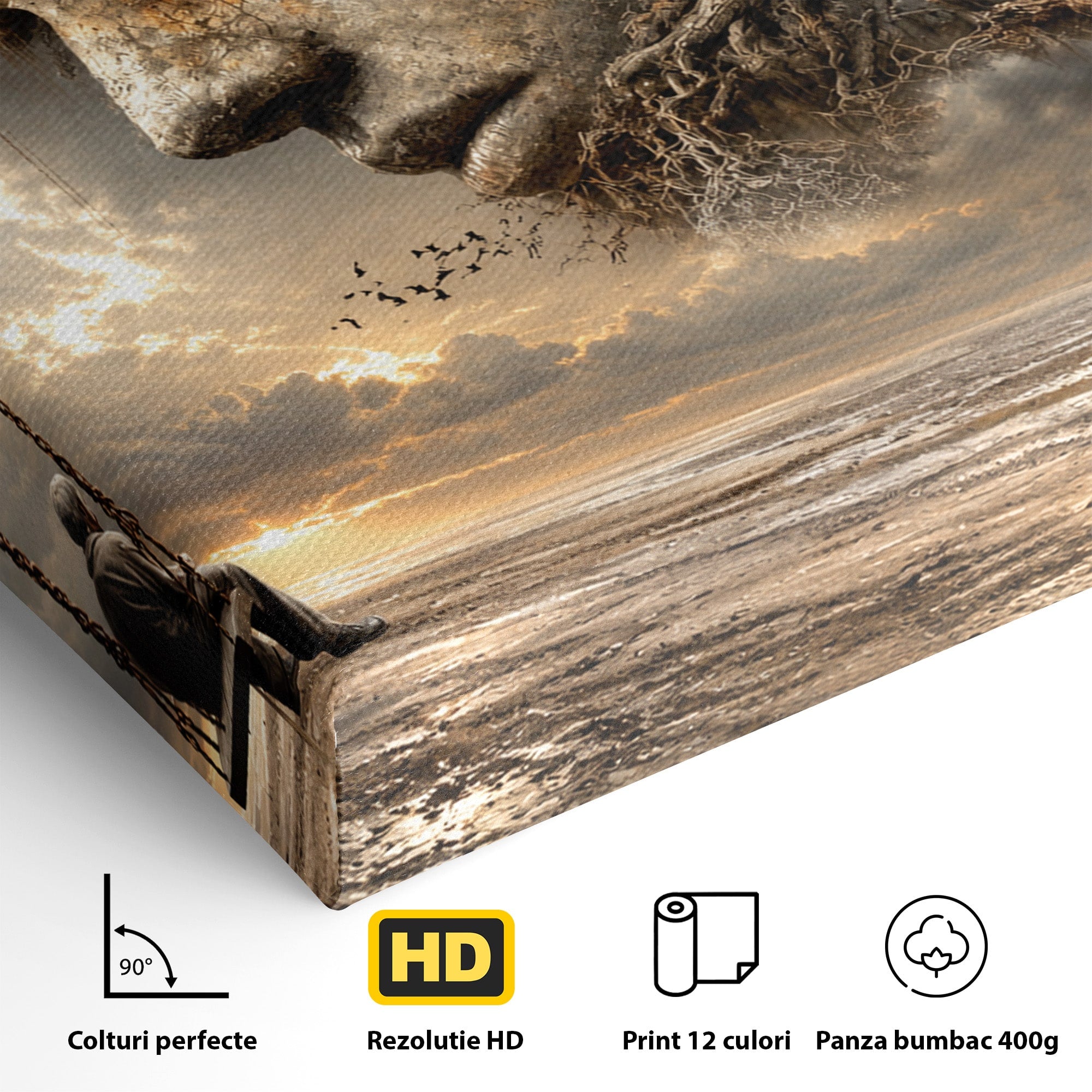 Tablou Canvas Premium LuxCanva® U1053, Meditatie In Natura, Vis, Copac, Meditatie, Natura, Dormitor, Culori Vibrante
