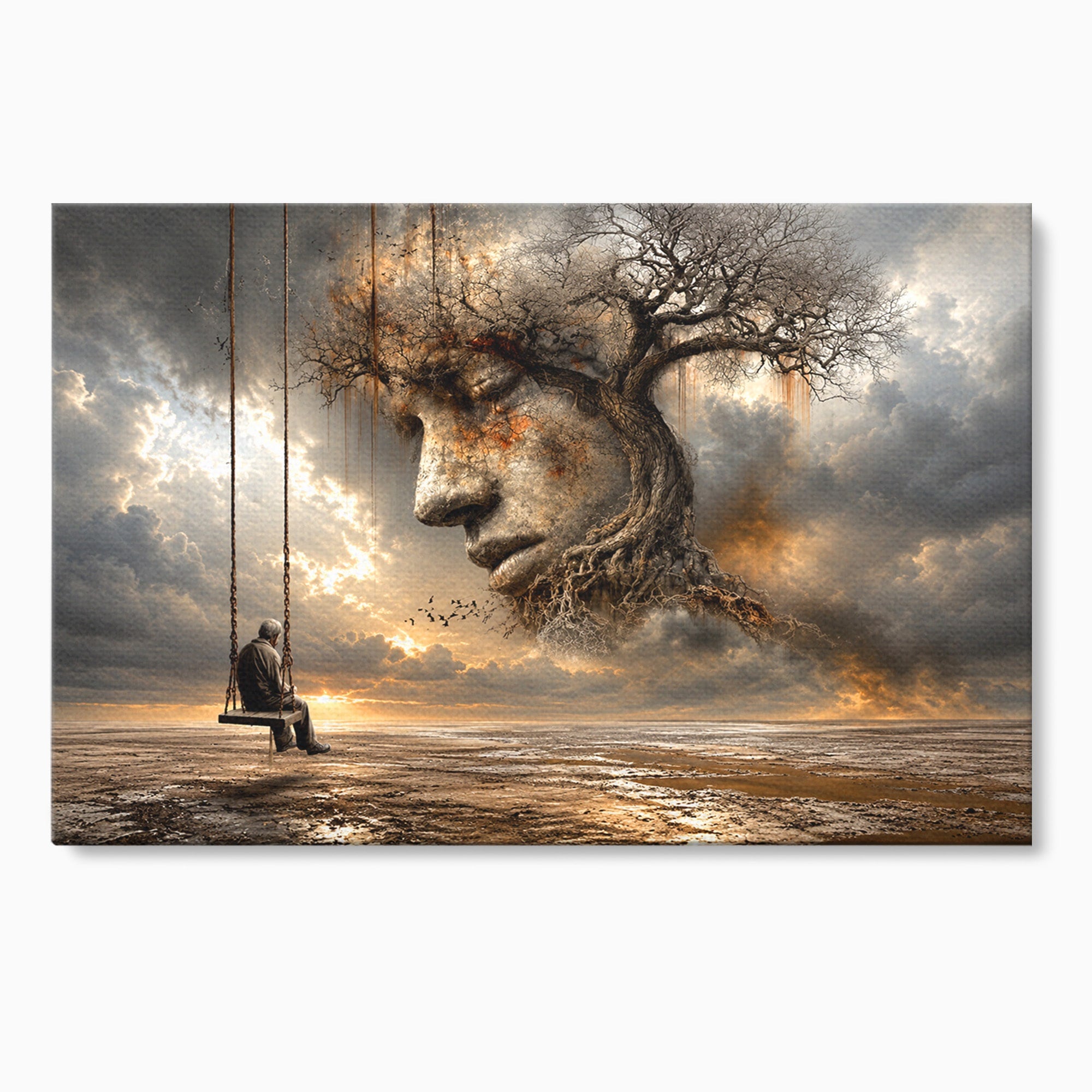 Tablou Canvas Premium LuxCanva® U1053, Meditatie In Natura, Vis, Copac, Meditatie, Natura, Dormitor, Culori Vibrante