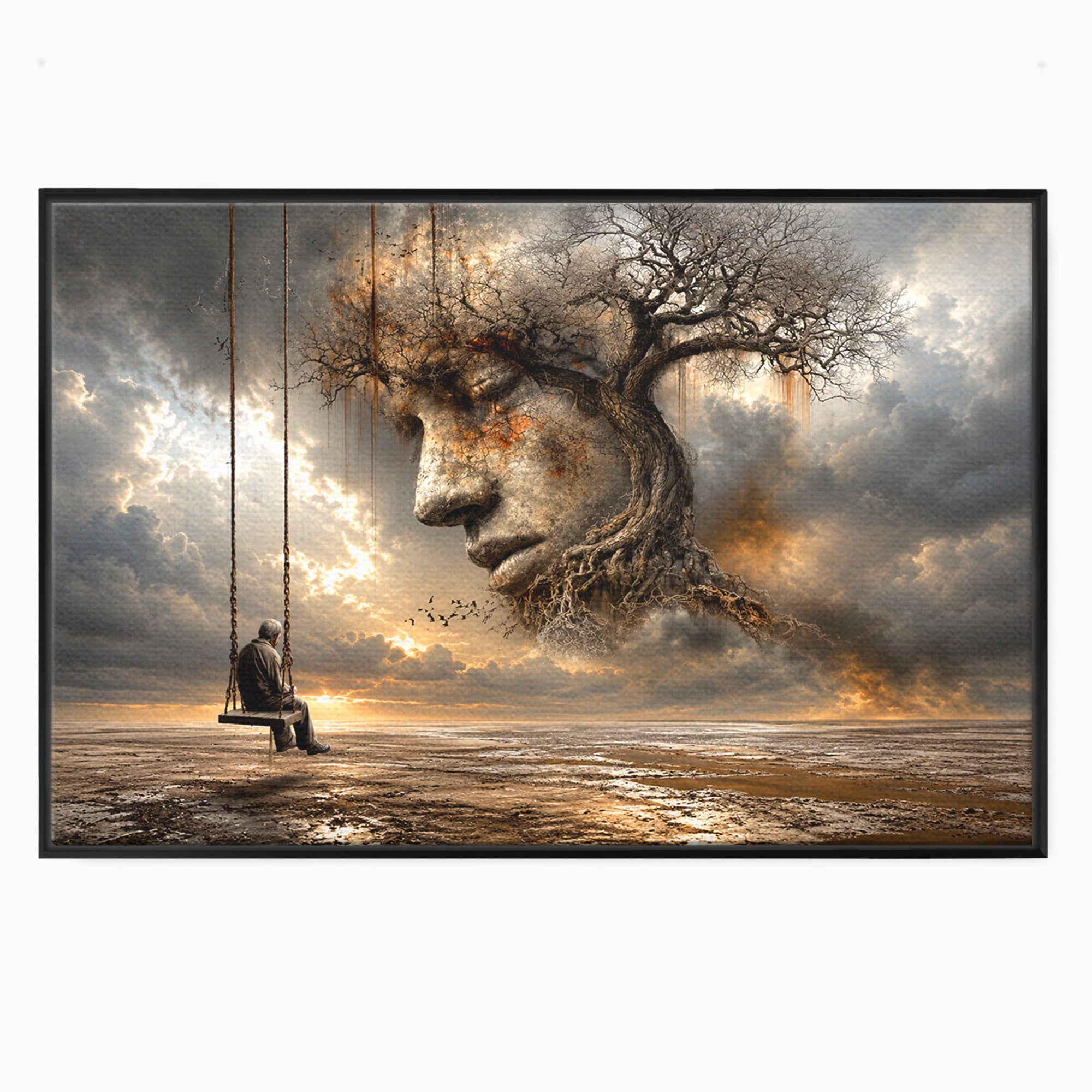 Tablou Canvas Premium LuxCanva® U1053, Meditatie In Natura, Vis, Copac, Meditatie, Natura, Dormitor, Culori Vibrante