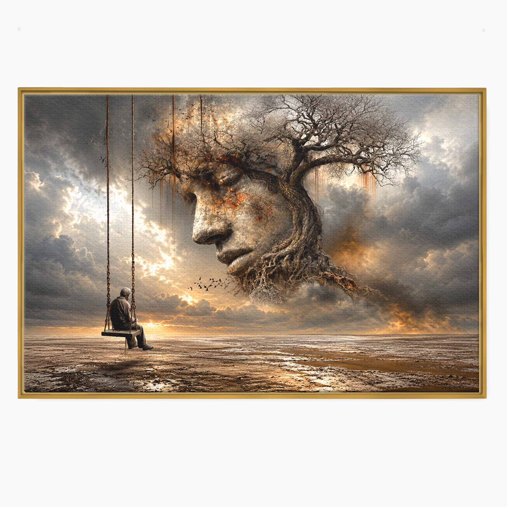 Tablou Canvas Premium LuxCanva® U1053, Meditatie In Natura, Vis, Copac, Meditatie, Natura, Dormitor, Culori Vibrante