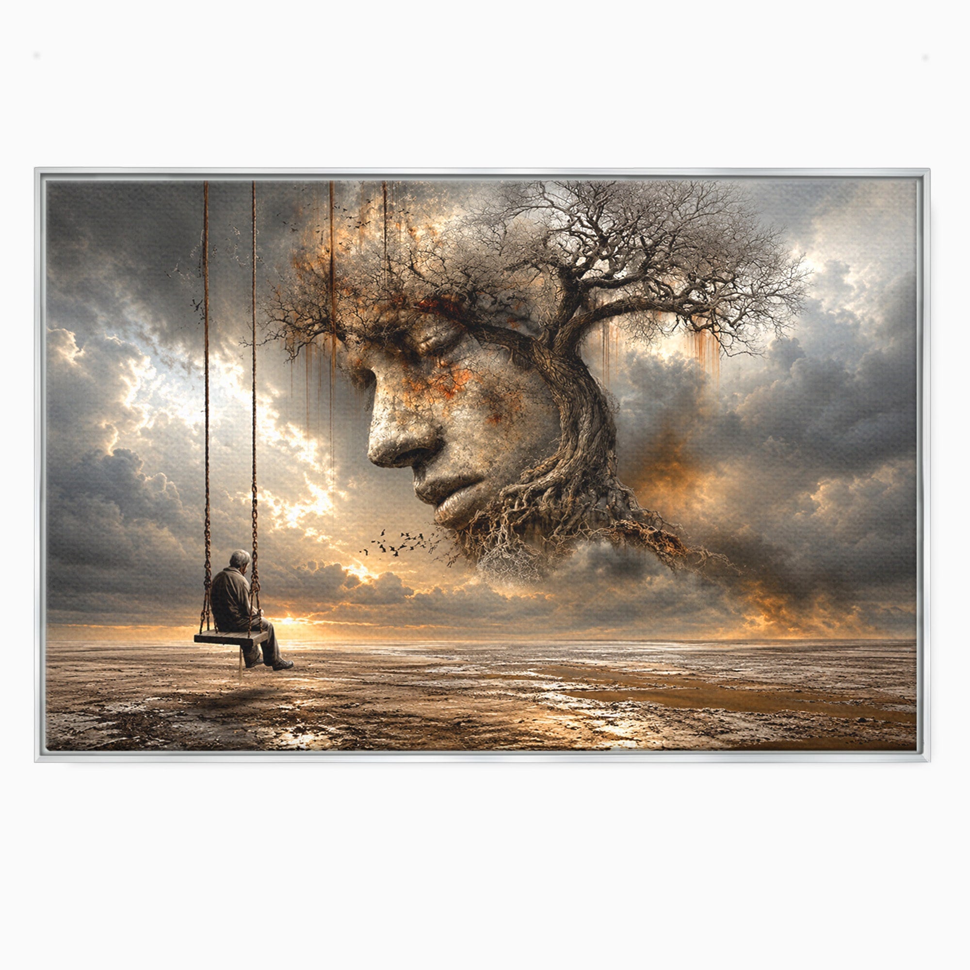 Tablou Canvas Premium LuxCanva® U1053, Meditatie In Natura, Vis, Copac, Meditatie, Natura, Dormitor, Culori Vibrante
