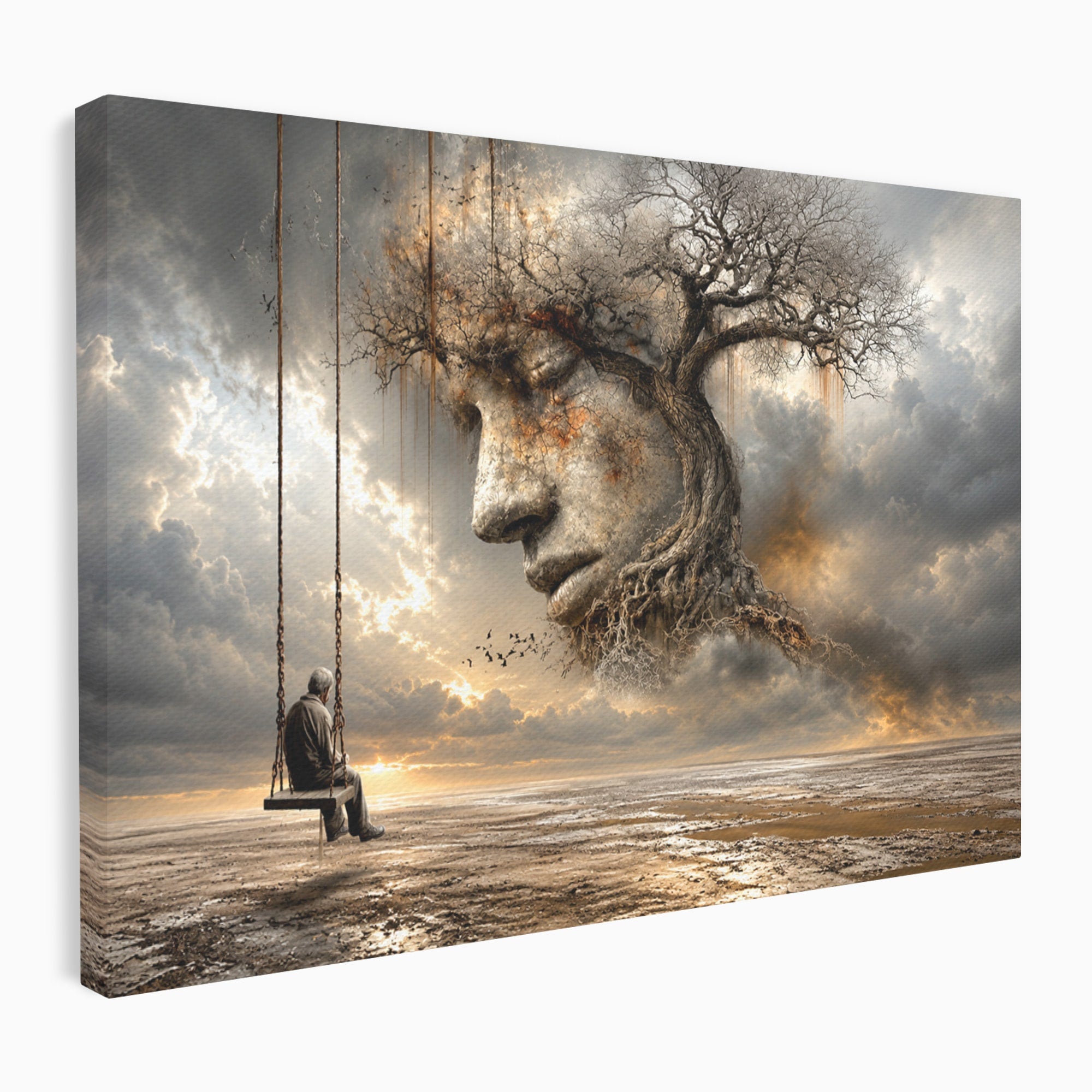 Tablou Canvas Premium LuxCanva® U1053, Meditatie In Natura, Vis, Copac, Meditatie, Natura, Dormitor, Culori Vibrante