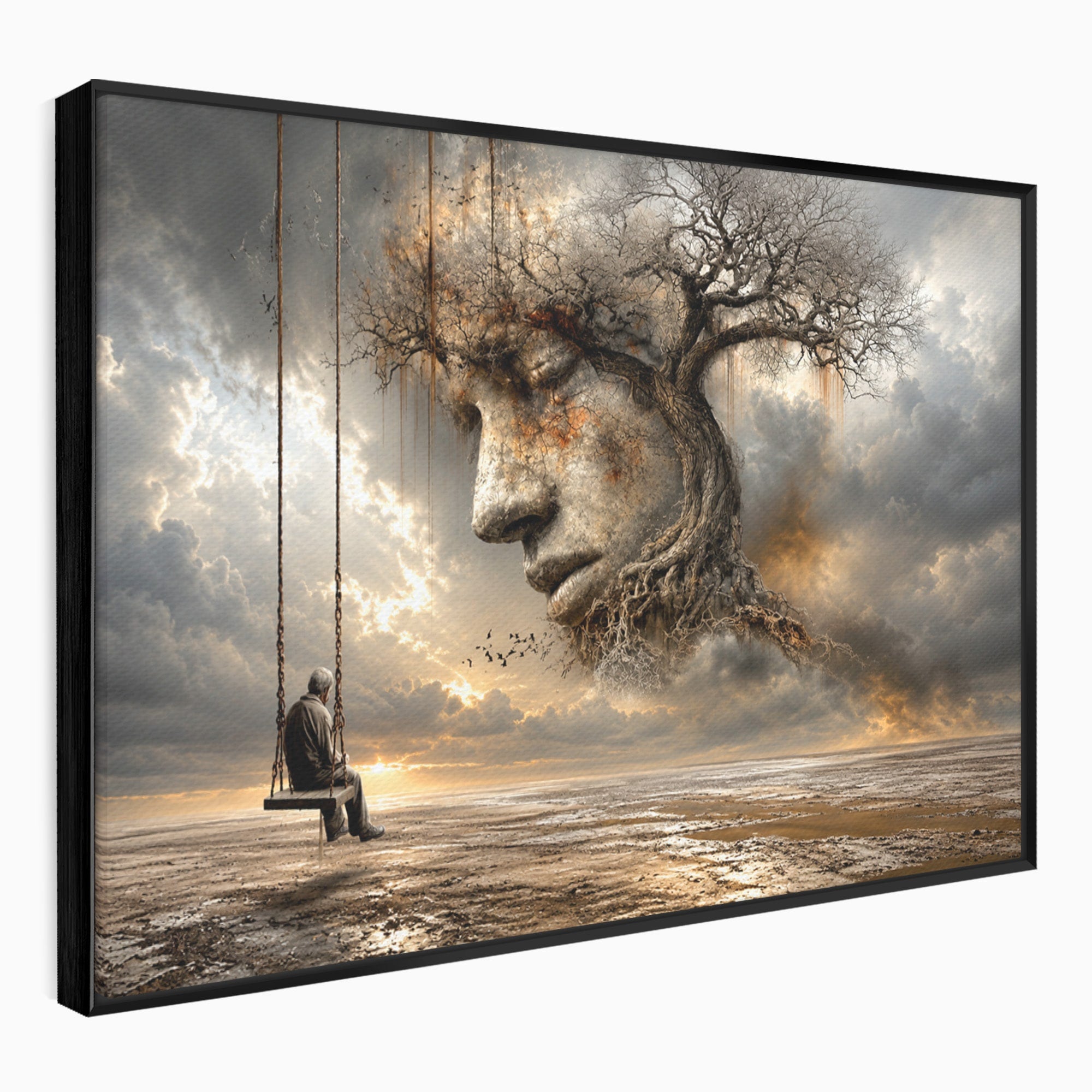 Tablou Canvas Premium LuxCanva® U1053, Meditatie In Natura, Vis, Copac, Meditatie, Natura, Dormitor, Culori Vibrante