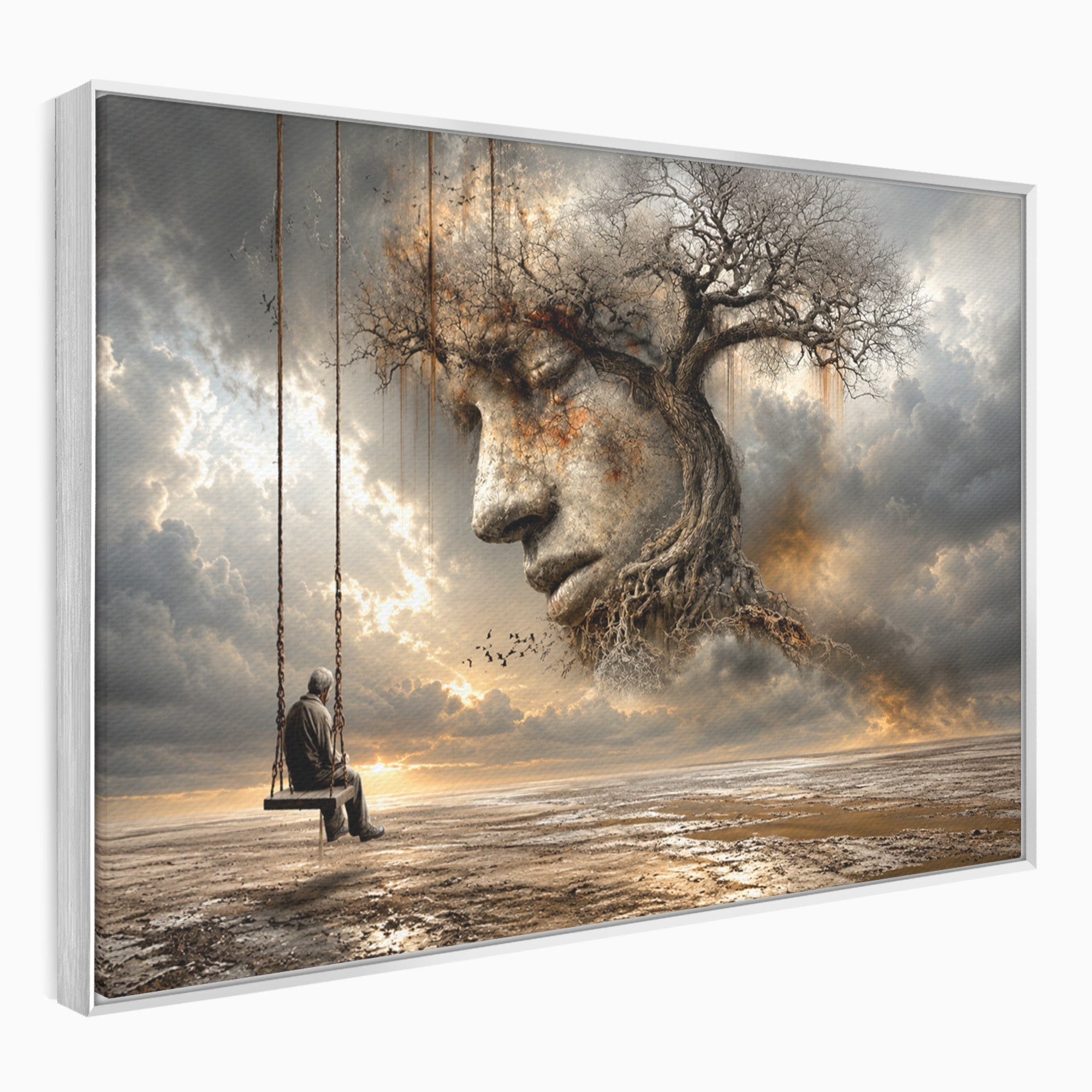 Tablou Canvas Premium LuxCanva® U1053, Meditatie In Natura, Vis, Copac, Meditatie, Natura, Dormitor, Culori Vibrante