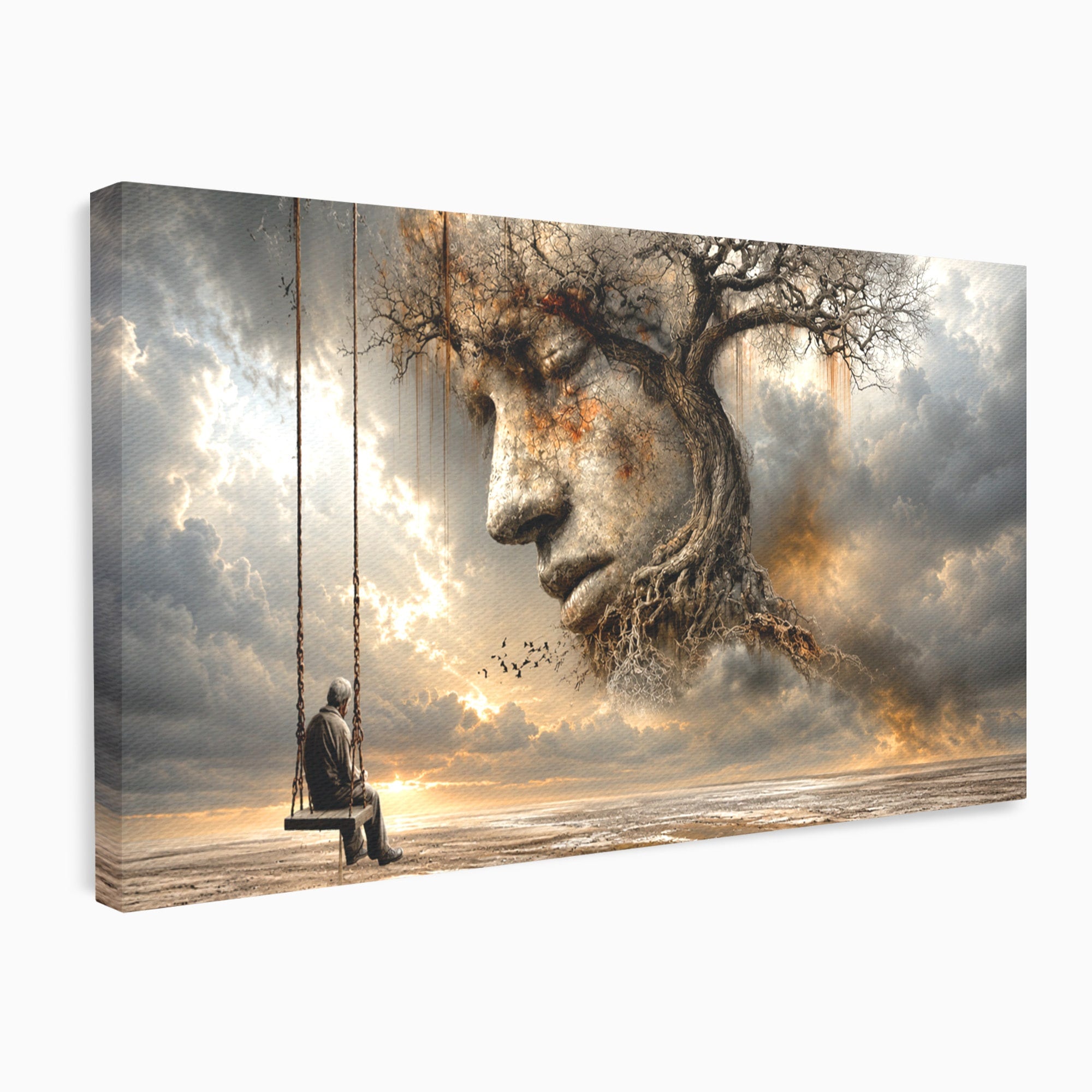 Tablou Canvas Premium LuxCanva® U1053, Meditatie In Natura, Vis, Copac, Meditatie, Natura, Dormitor, Culori Vibrante