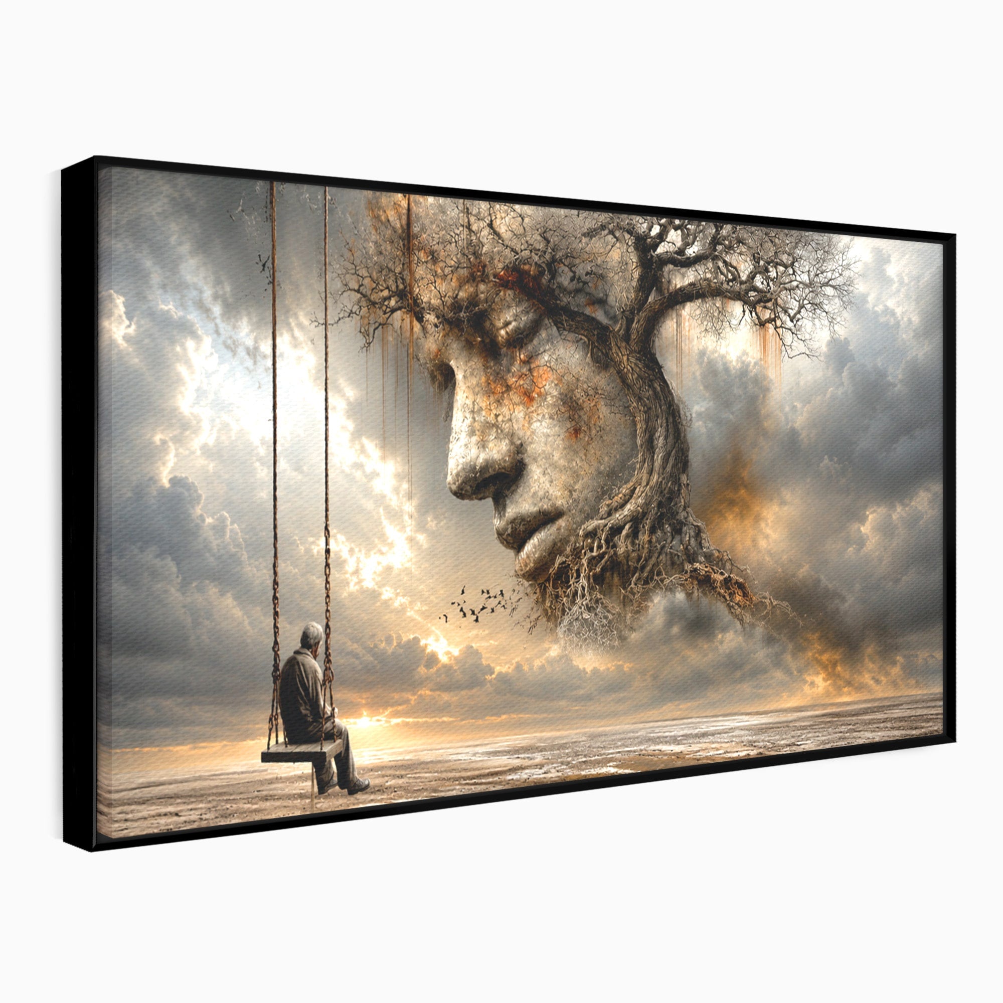 Tablou Canvas Premium LuxCanva® U1053, Meditatie In Natura, Vis, Copac, Meditatie, Natura, Dormitor, Culori Vibrante