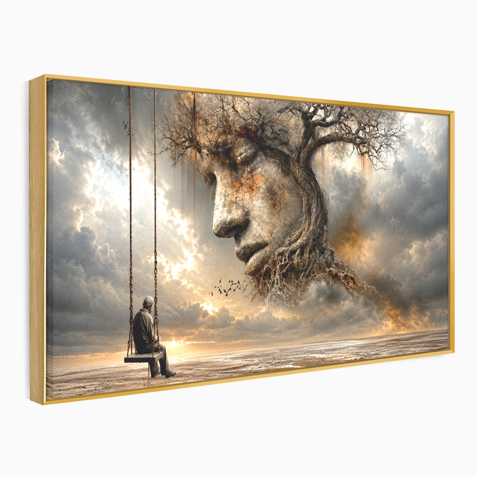 Tablou Canvas Premium LuxCanva® U1053, Meditatie In Natura, Vis, Copac, Meditatie, Natura, Dormitor, Culori Vibrante