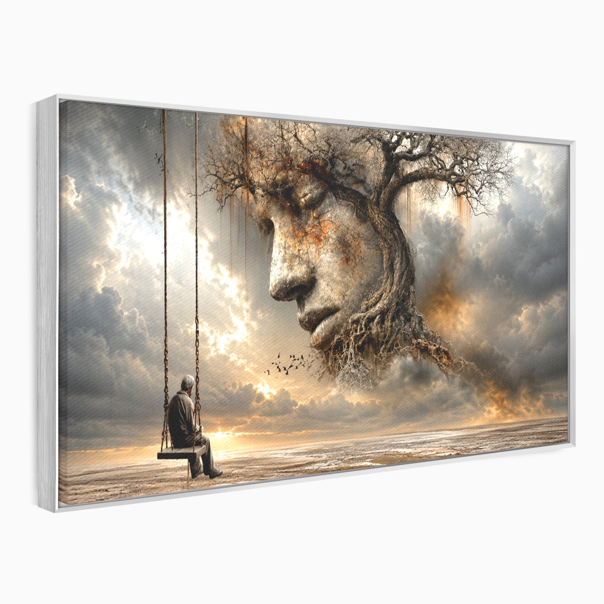 Tablou Canvas Premium LuxCanva® U1053, Meditatie In Natura, Vis, Copac, Meditatie, Natura, Dormitor, Culori Vibrante