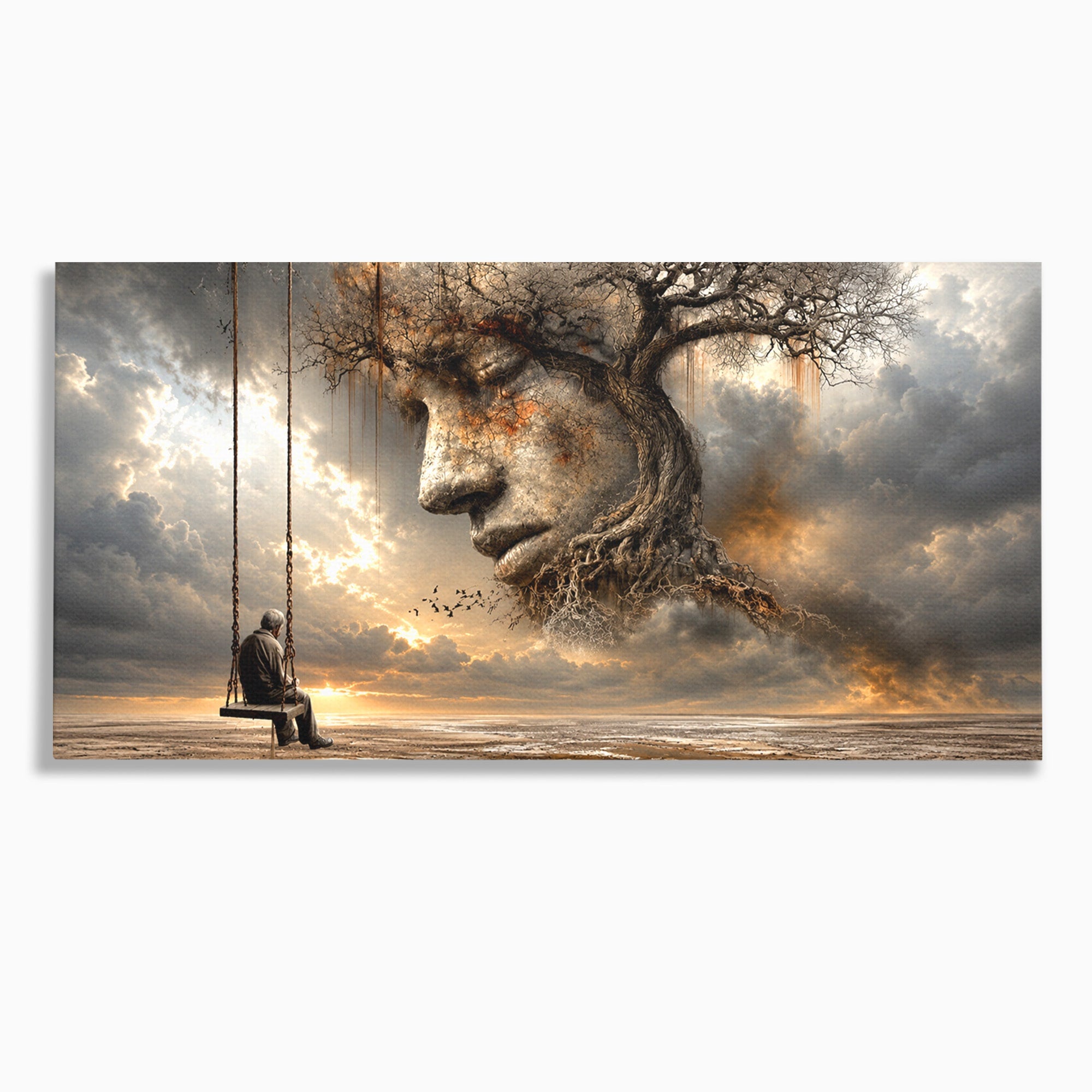 Tablou Canvas Premium LuxCanva® U1053, Meditatie In Natura, Vis, Copac, Meditatie, Natura, Dormitor, Culori Vibrante