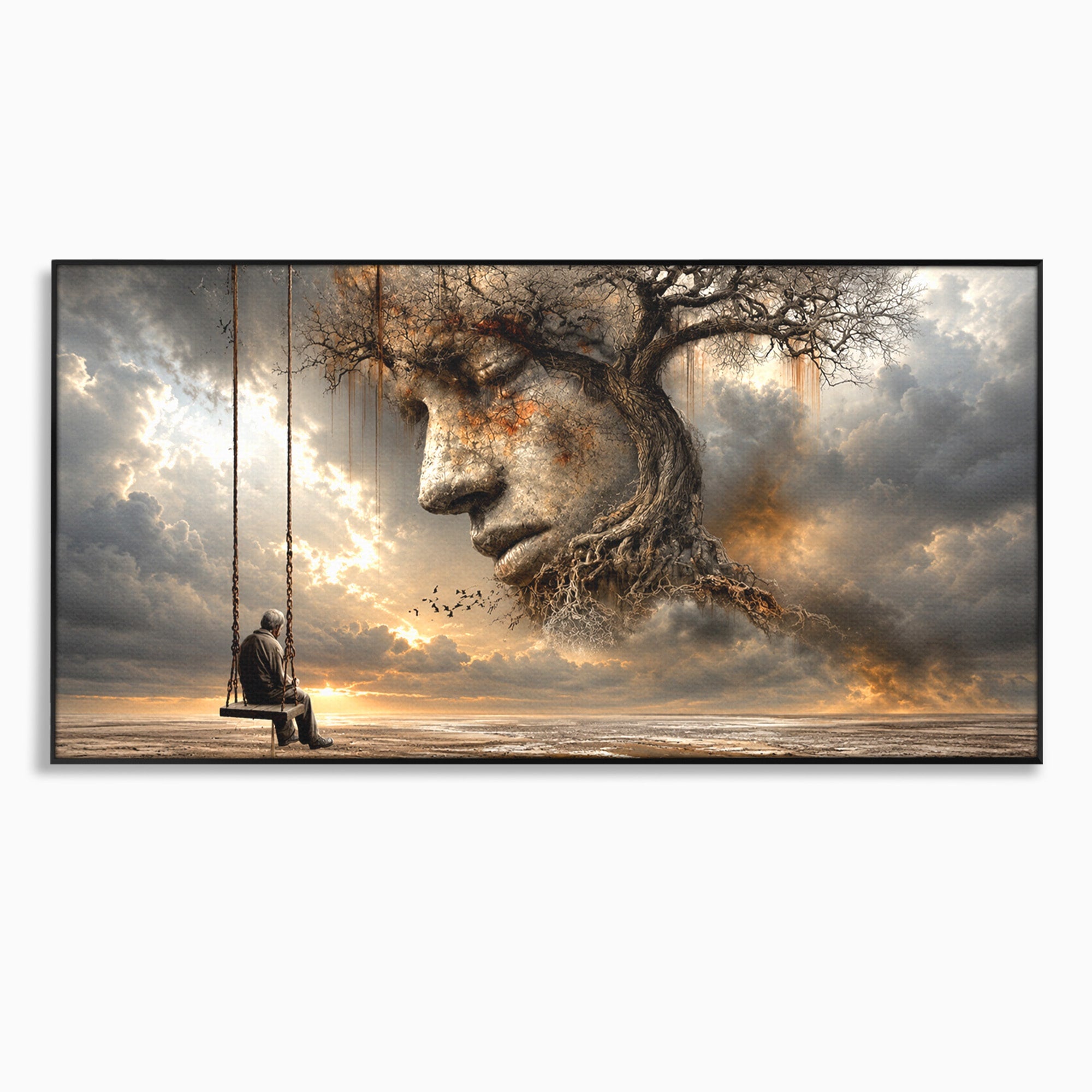 Tablou Canvas Premium LuxCanva® U1053, Meditatie In Natura, Vis, Copac, Meditatie, Natura, Dormitor, Culori Vibrante