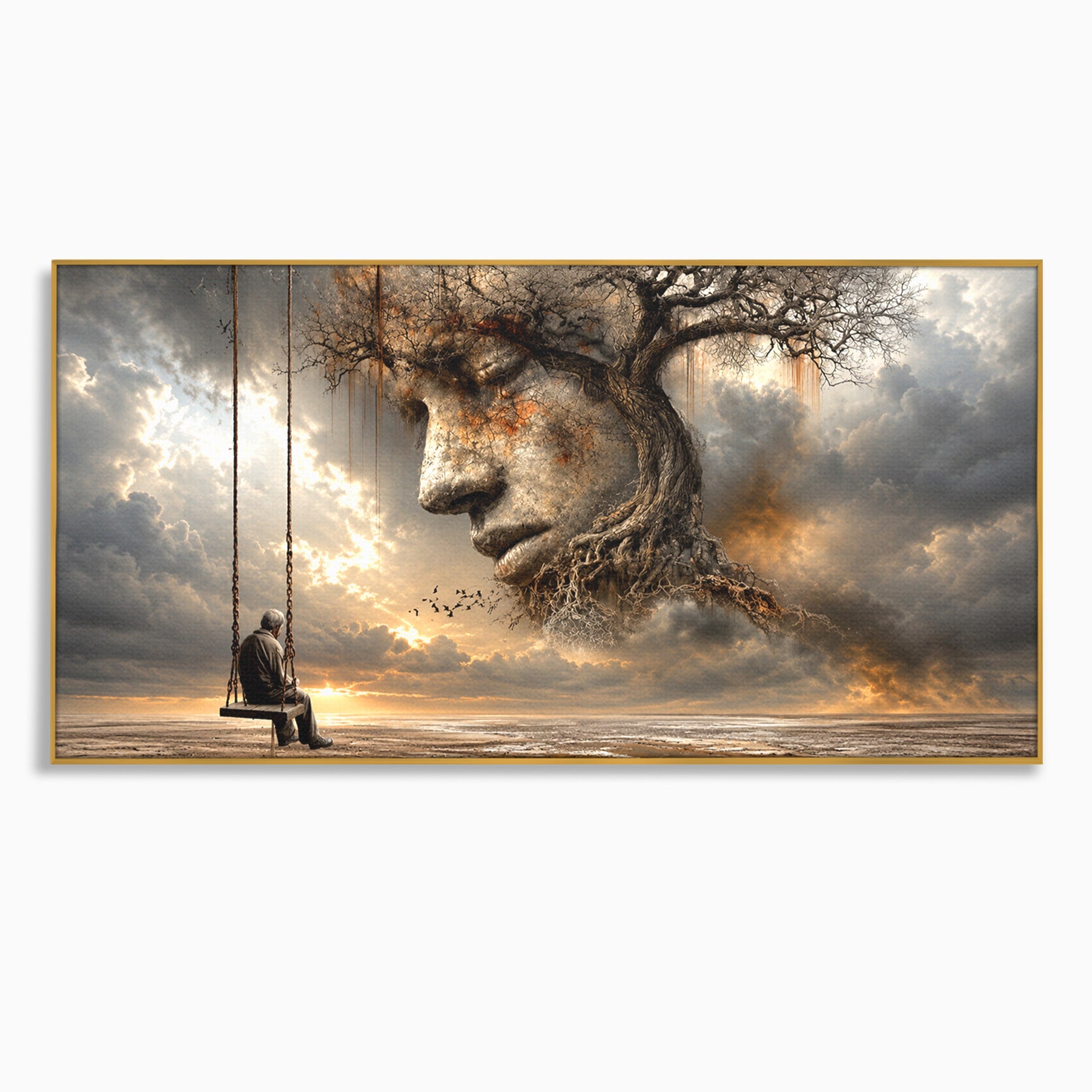 Tablou Canvas Premium LuxCanva® U1053, Meditatie In Natura, Vis, Copac, Meditatie, Natura, Dormitor, Culori Vibrante