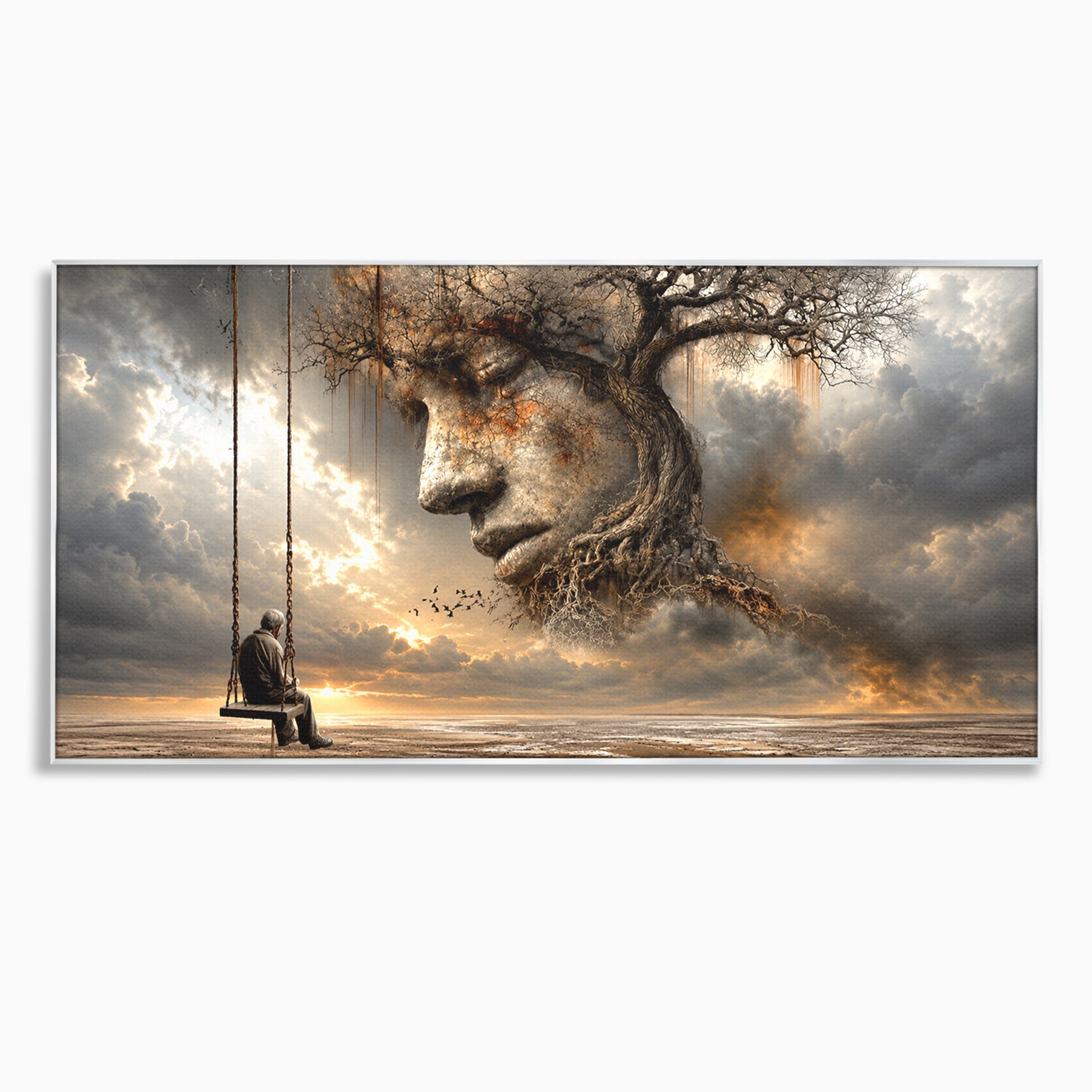 Tablou Canvas Premium LuxCanva® U1053, Meditatie In Natura, Vis, Copac, Meditatie, Natura, Dormitor, Culori Vibrante