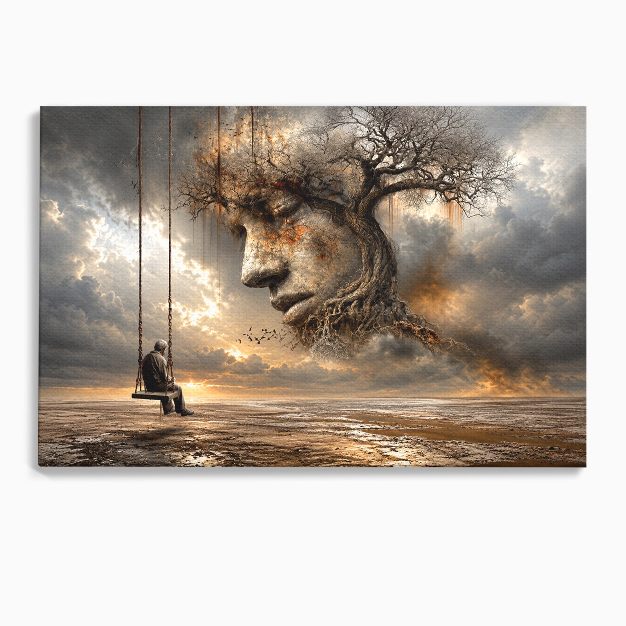 Tablou Canvas Premium LuxCanva® U1053, Meditatie In Natura, Vis, Copac, Meditatie, Natura, Dormitor, Culori Vibrante