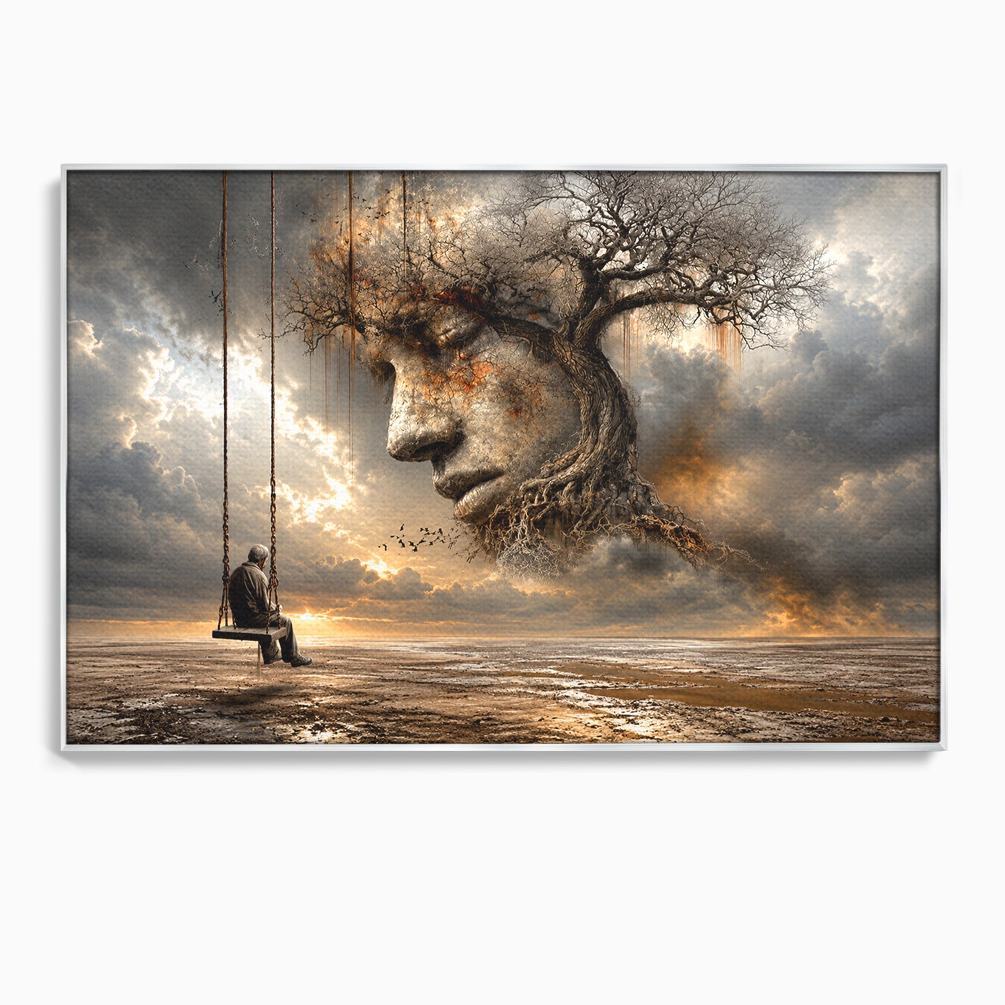 Tablou Canvas Premium LuxCanva® U1053, Meditatie In Natura, Vis, Copac, Meditatie, Natura, Dormitor, Culori Vibrante