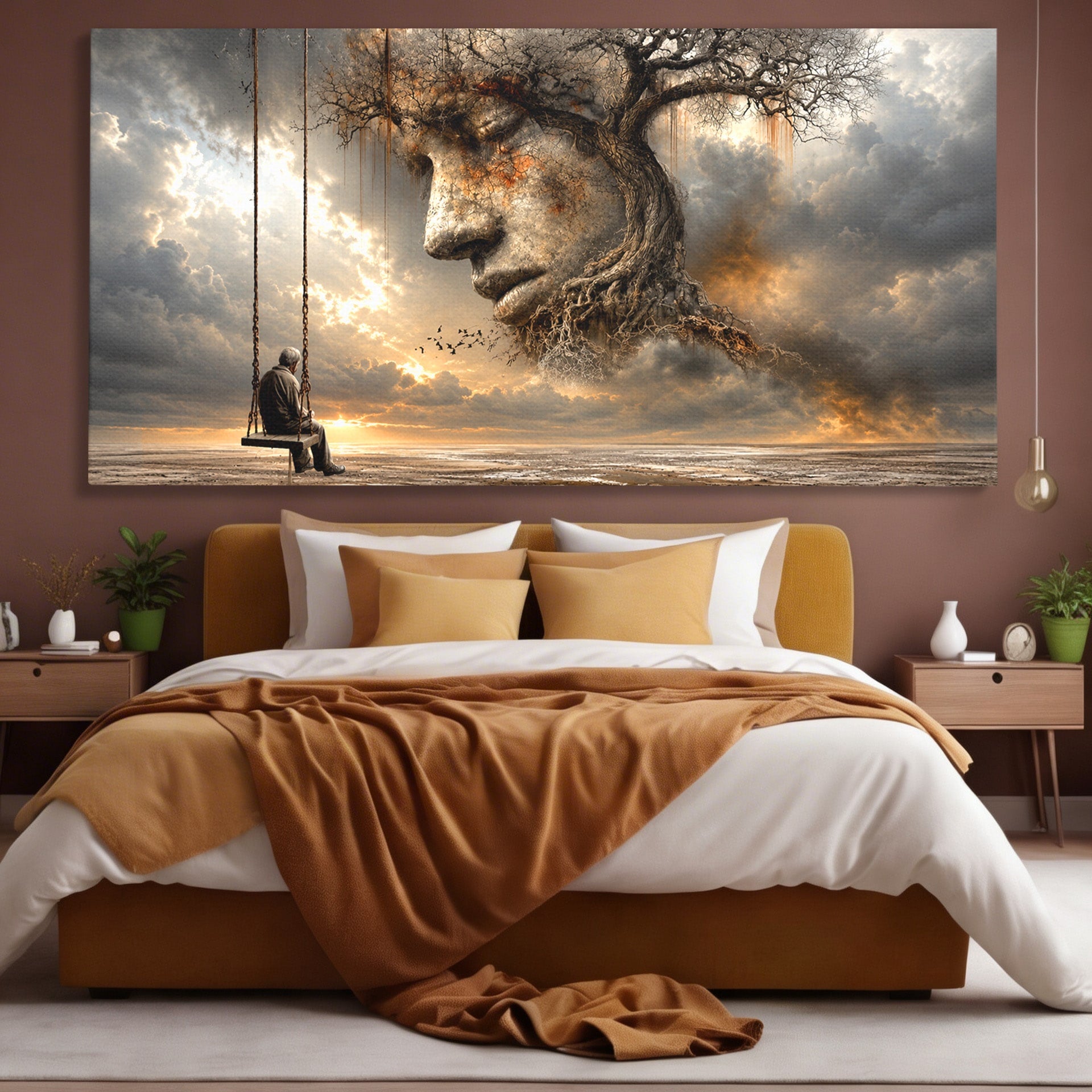 Tablou Canvas Premium LuxCanva® U1053, Meditatie In Natura, Vis, Copac, Meditatie, Natura, Dormitor, Culori Vibrante