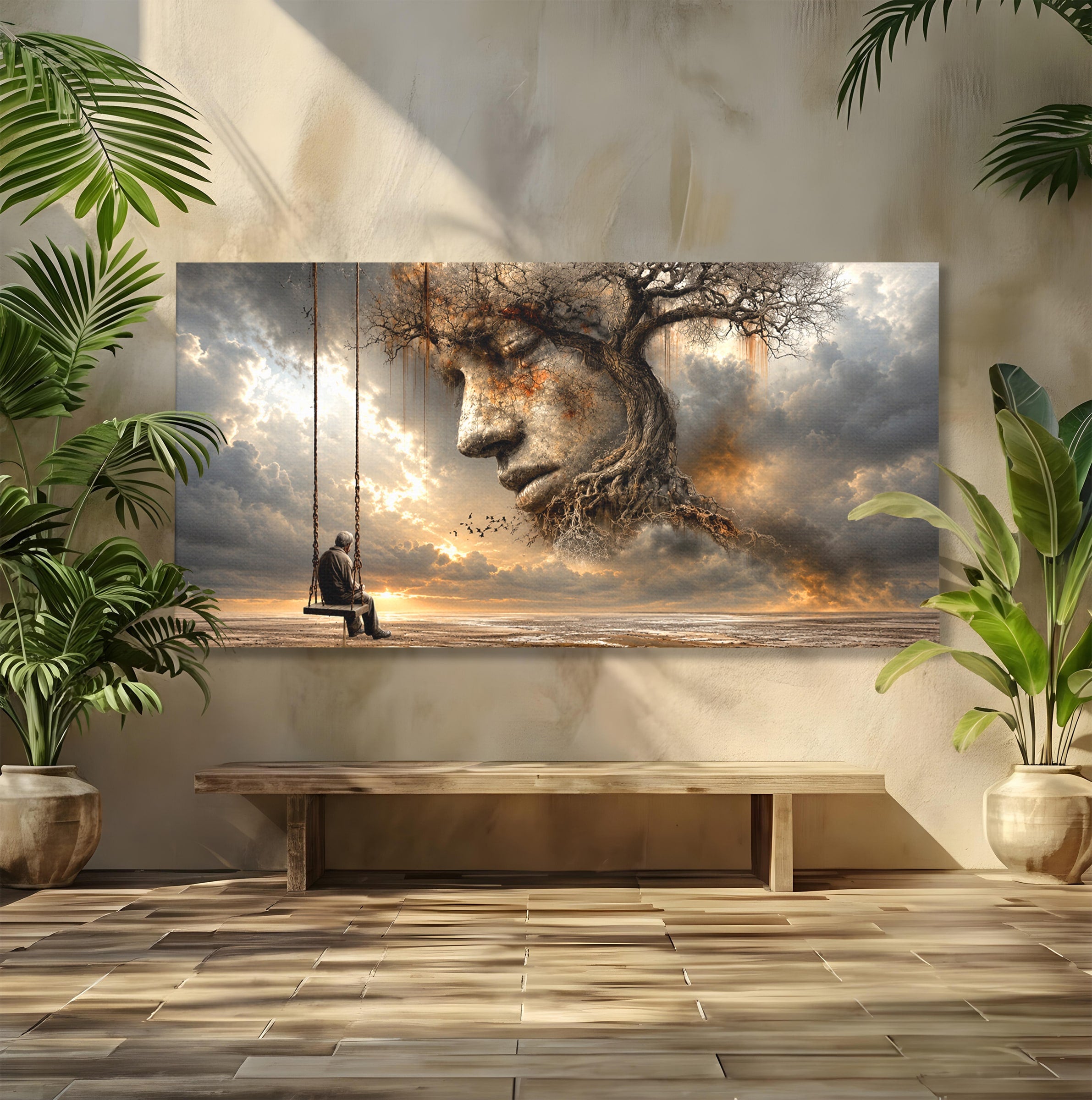 Tablou Canvas Premium LuxCanva® U1053, Meditatie In Natura, Vis, Copac, Meditatie, Natura, Dormitor, Culori Vibrante