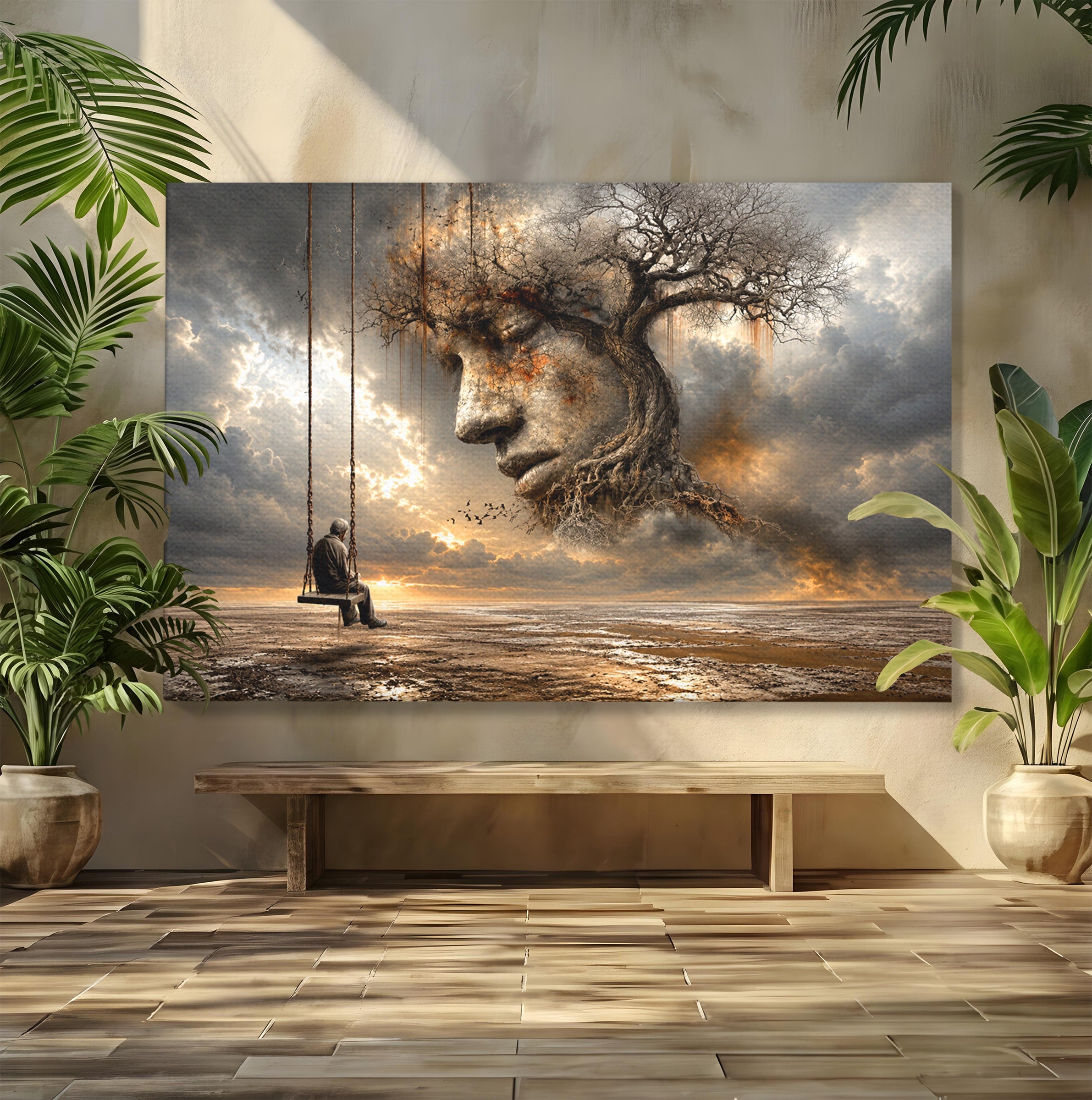 Tablou Canvas Premium LuxCanva® U1053, Meditatie In Natura, Vis, Copac, Meditatie, Natura, Dormitor, Culori Vibrante