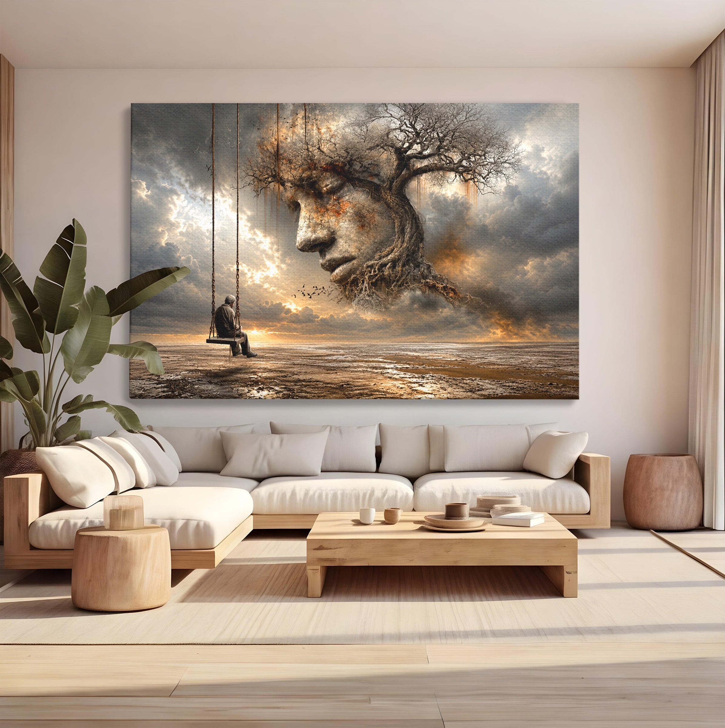 Tablou Canvas Premium LuxCanva® U1053, Meditatie In Natura, Vis, Copac, Meditatie, Natura, Dormitor, Culori Vibrante