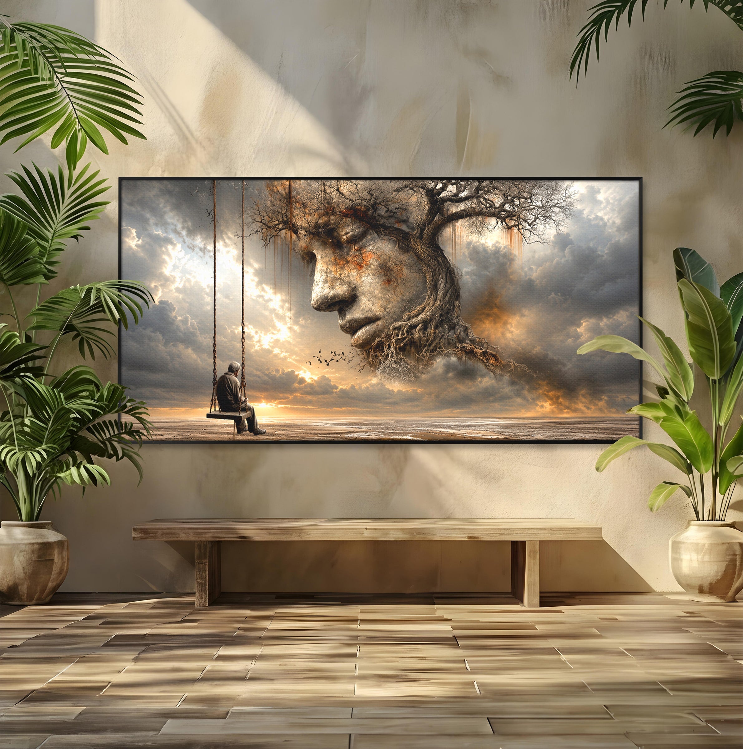 Tablou Canvas Premium LuxCanva® U1053, Meditatie In Natura, Vis, Copac, Meditatie, Natura, Dormitor, Culori Vibrante