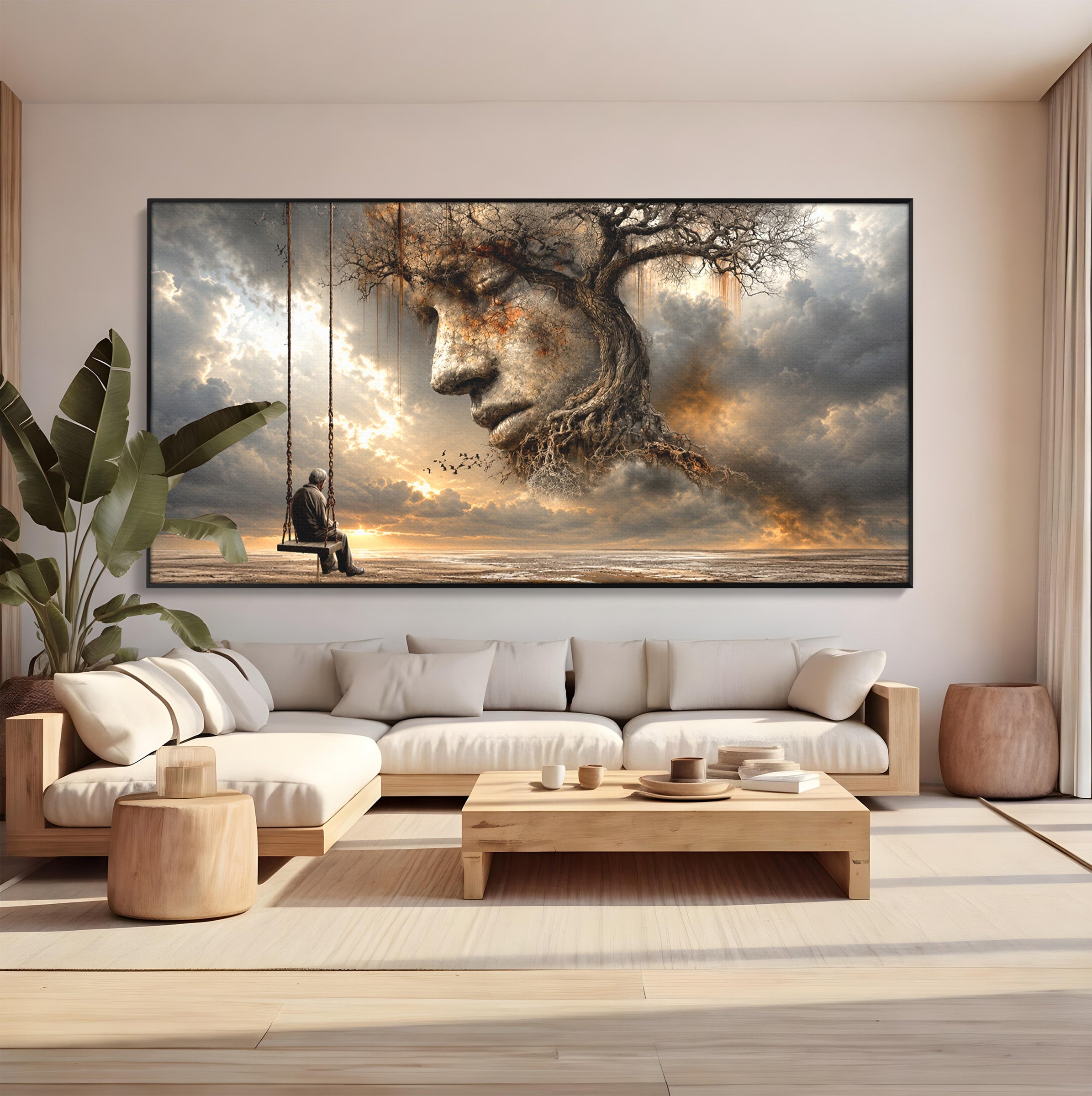 Tablou Canvas Premium LuxCanva® U1053, Meditatie In Natura, Vis, Copac, Meditatie, Natura, Dormitor, Culori Vibrante