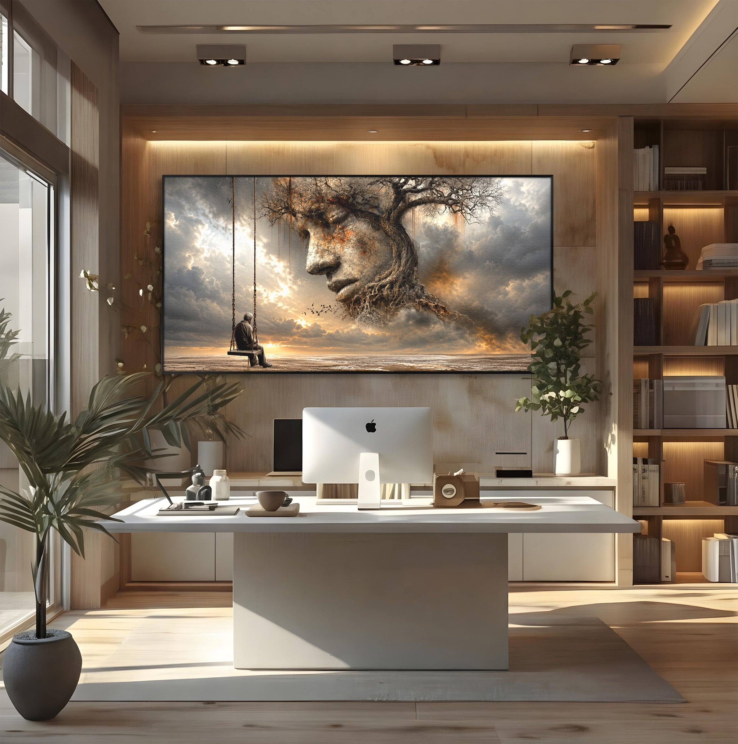 Tablou Canvas Premium LuxCanva® U1053, Meditatie In Natura, Vis, Copac, Meditatie, Natura, Dormitor, Culori Vibrante