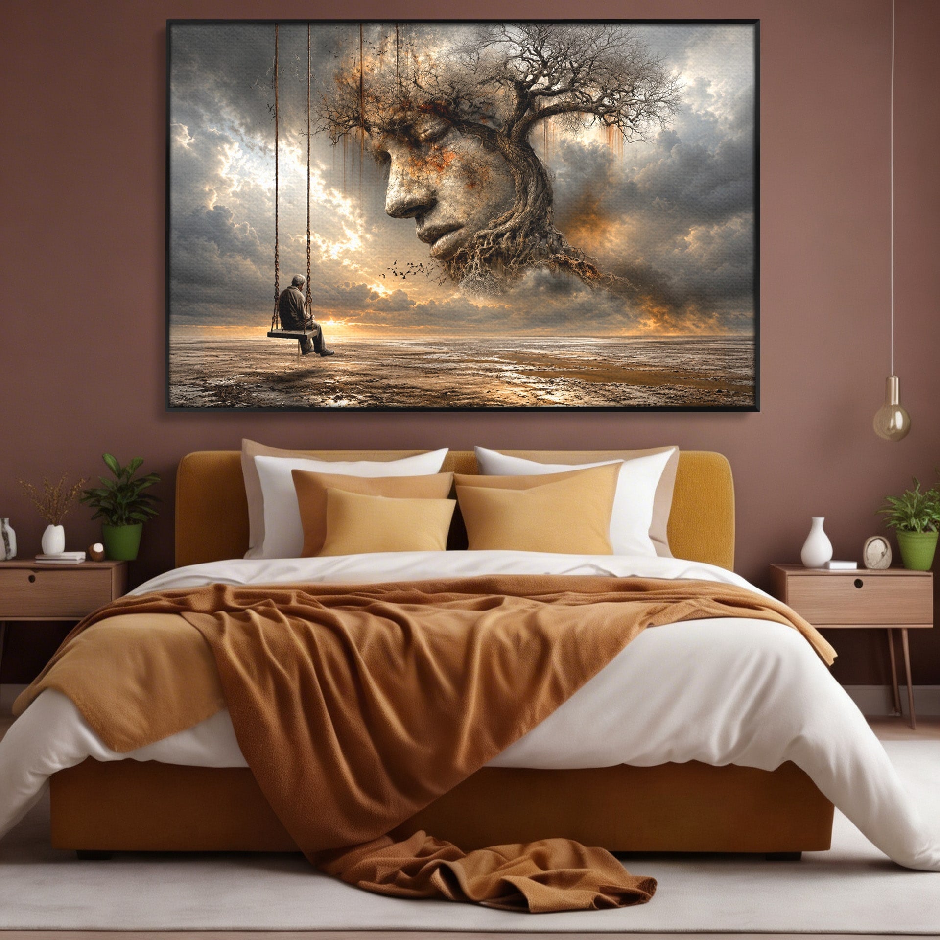 Tablou Canvas Premium LuxCanva® U1053, Meditatie In Natura, Vis, Copac, Meditatie, Natura, Dormitor, Culori Vibrante