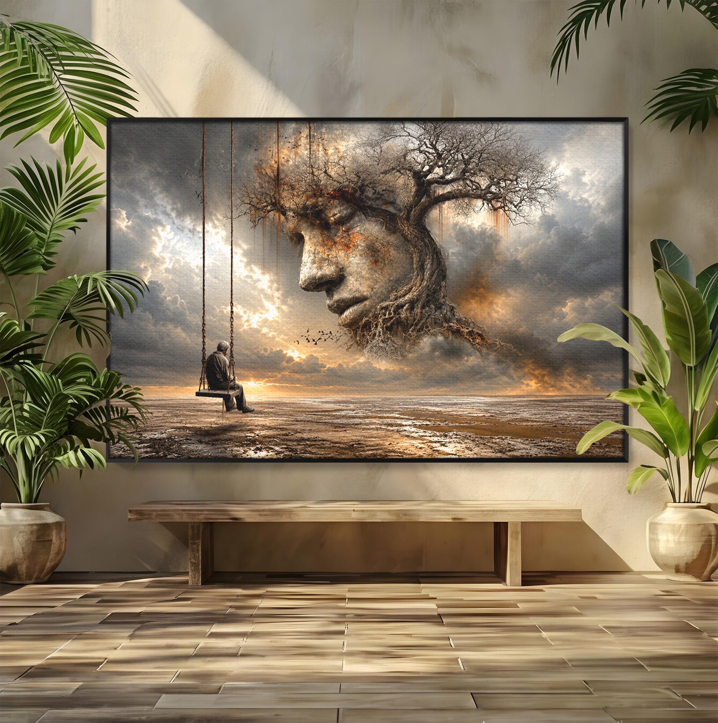 Tablou Canvas Premium LuxCanva® U1053, Meditatie In Natura, Vis, Copac, Meditatie, Natura, Dormitor, Culori Vibrante