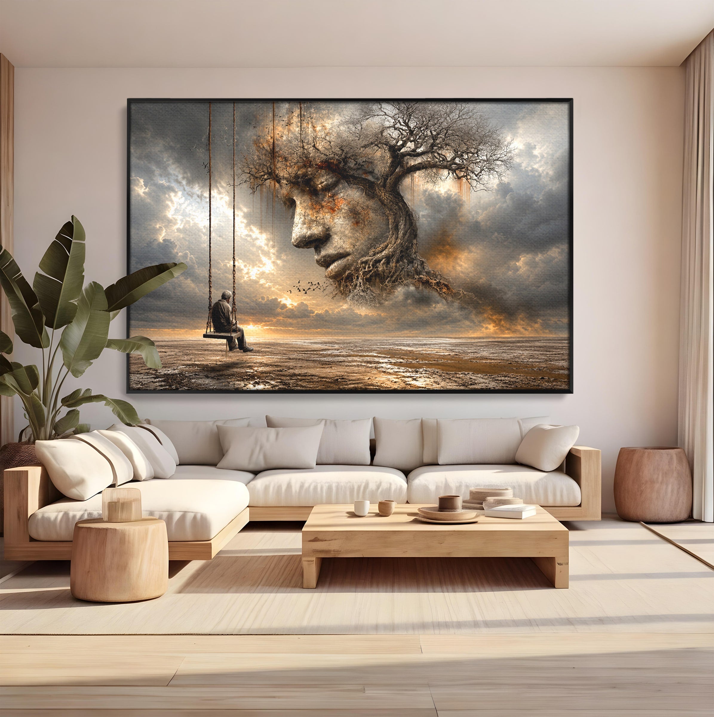 Tablou Canvas Premium LuxCanva® U1053, Meditatie In Natura, Vis, Copac, Meditatie, Natura, Dormitor, Culori Vibrante