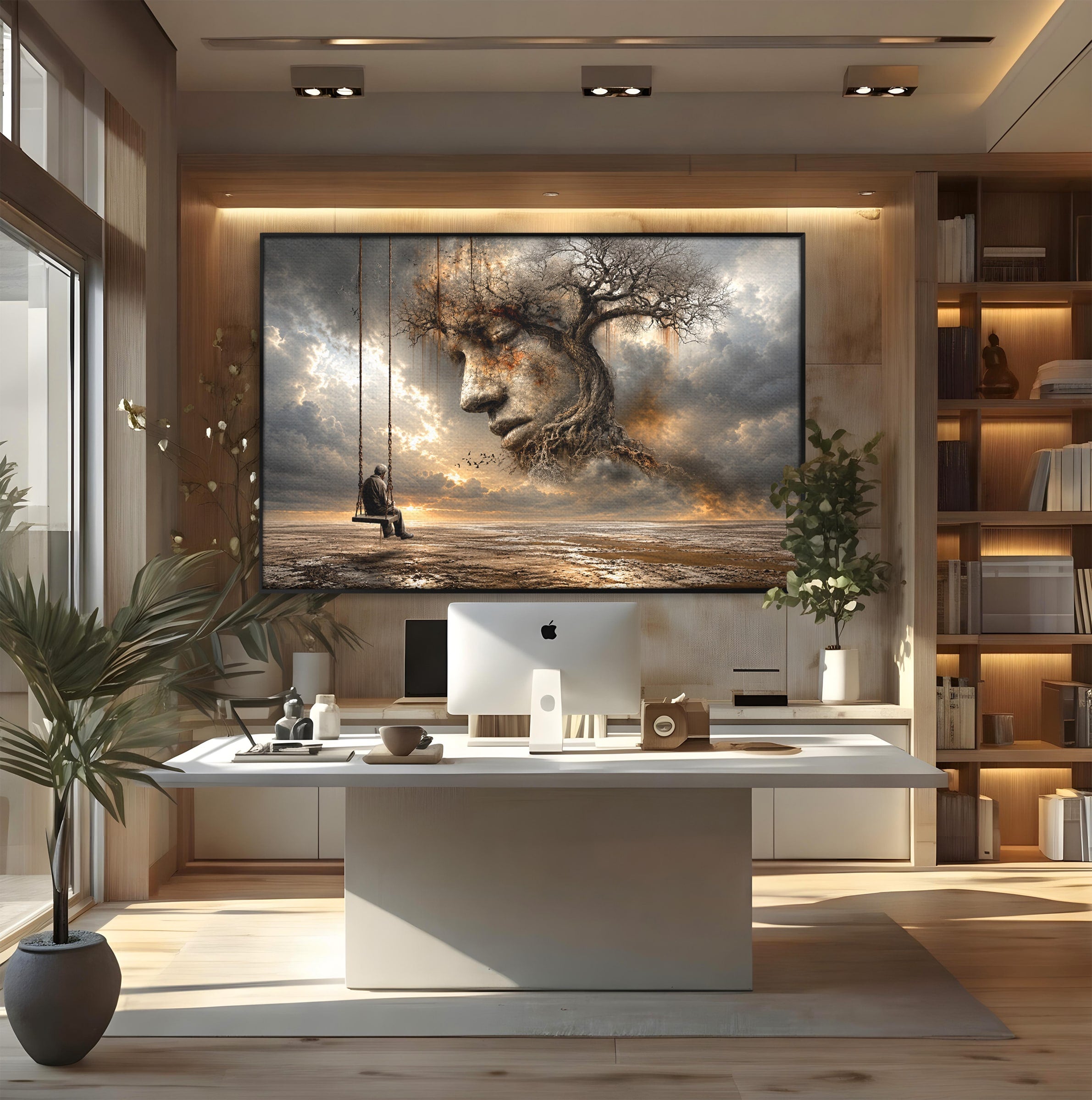 Tablou Canvas Premium LuxCanva® U1053, Meditatie In Natura, Vis, Copac, Meditatie, Natura, Dormitor, Culori Vibrante