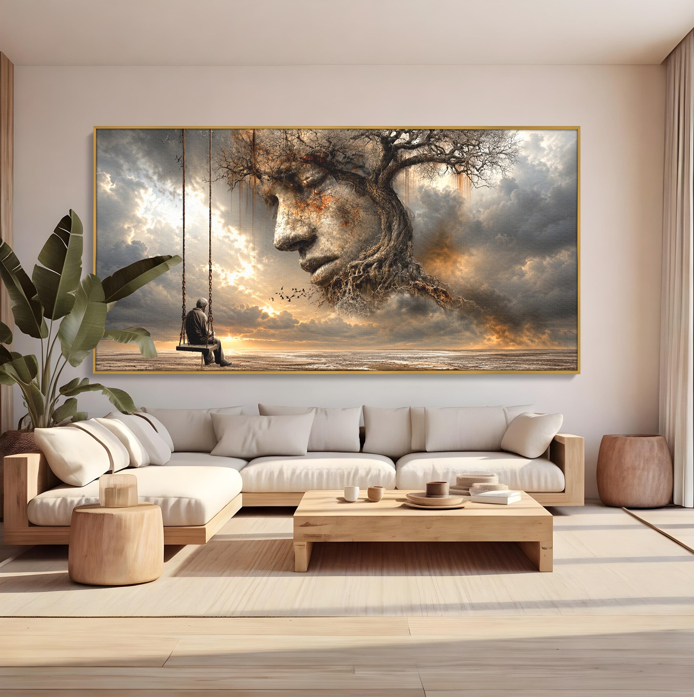 Tablou Canvas Premium LuxCanva® U1053, Meditatie In Natura, Vis, Copac, Meditatie, Natura, Dormitor, Culori Vibrante