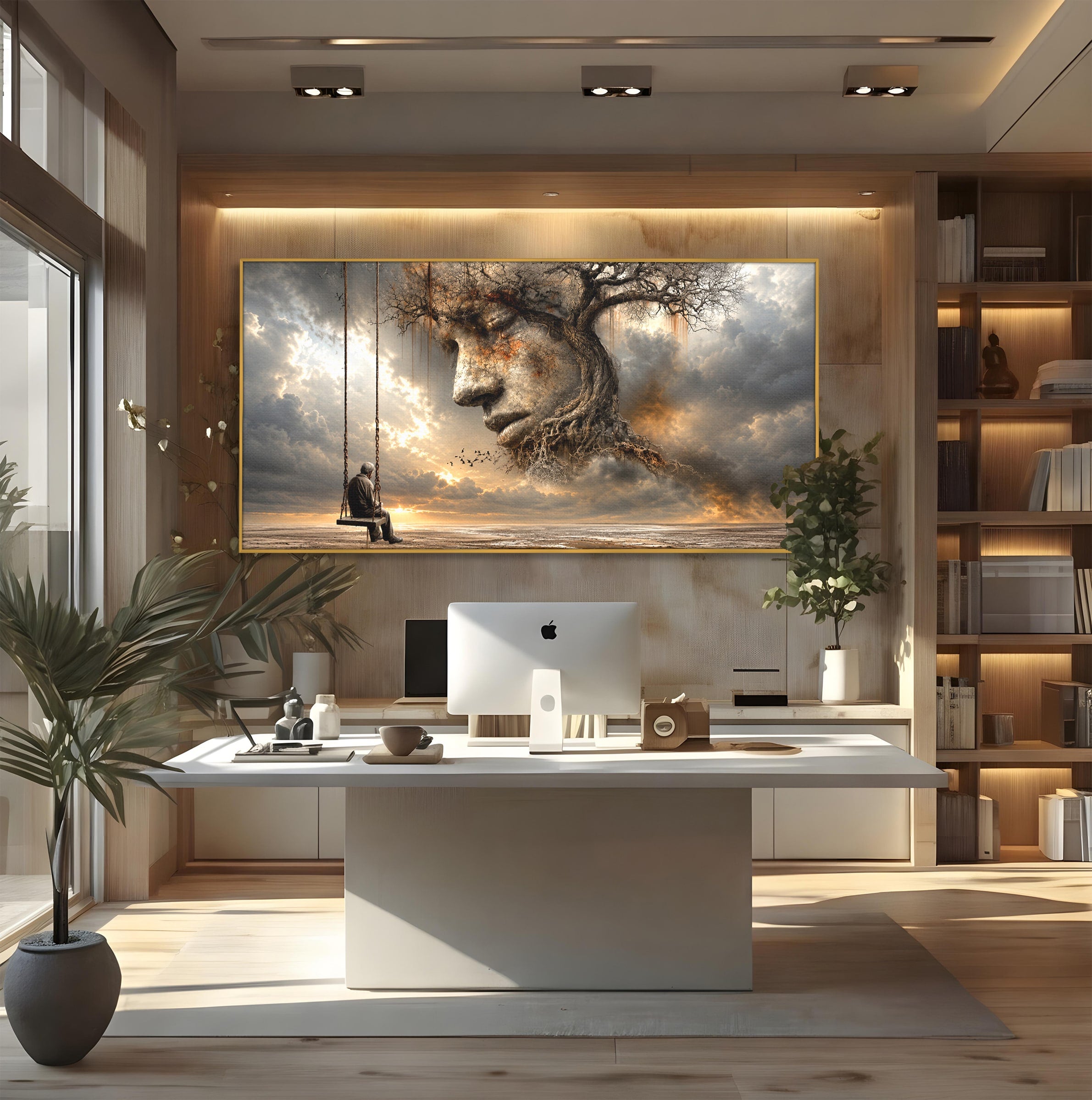 Tablou Canvas Premium LuxCanva® U1053, Meditatie In Natura, Vis, Copac, Meditatie, Natura, Dormitor, Culori Vibrante