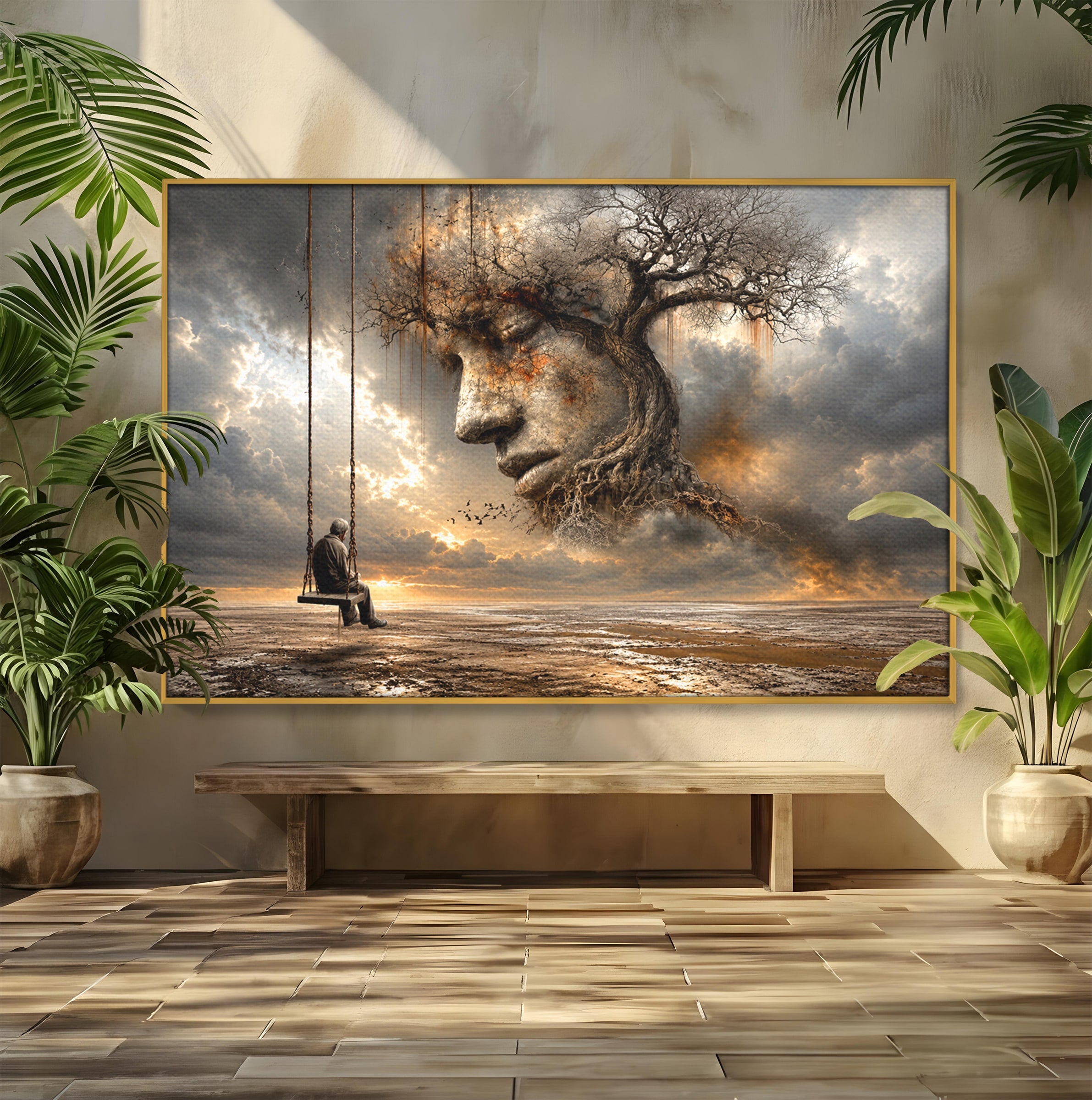 Tablou Canvas Premium LuxCanva® U1053, Meditatie In Natura, Vis, Copac, Meditatie, Natura, Dormitor, Culori Vibrante