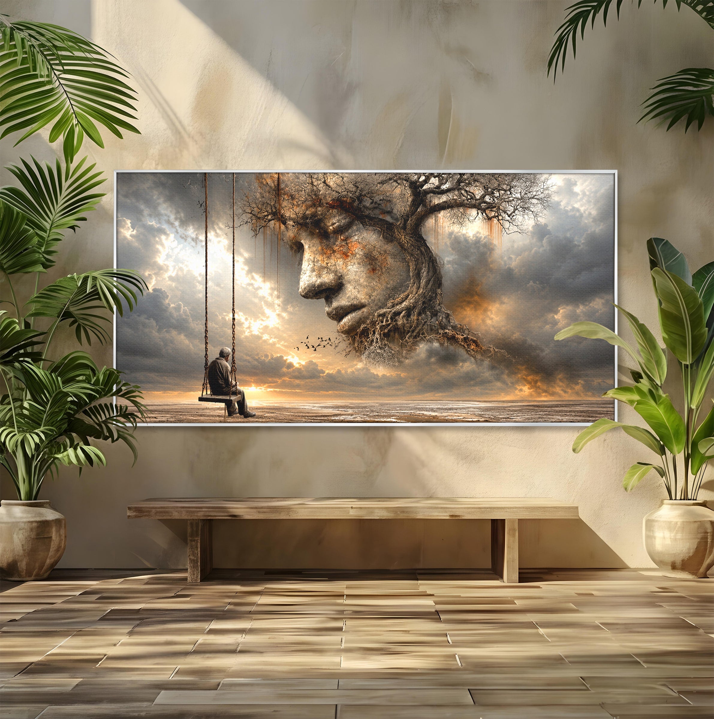 Tablou Canvas Premium LuxCanva® U1053, Meditatie In Natura, Vis, Copac, Meditatie, Natura, Dormitor, Culori Vibrante