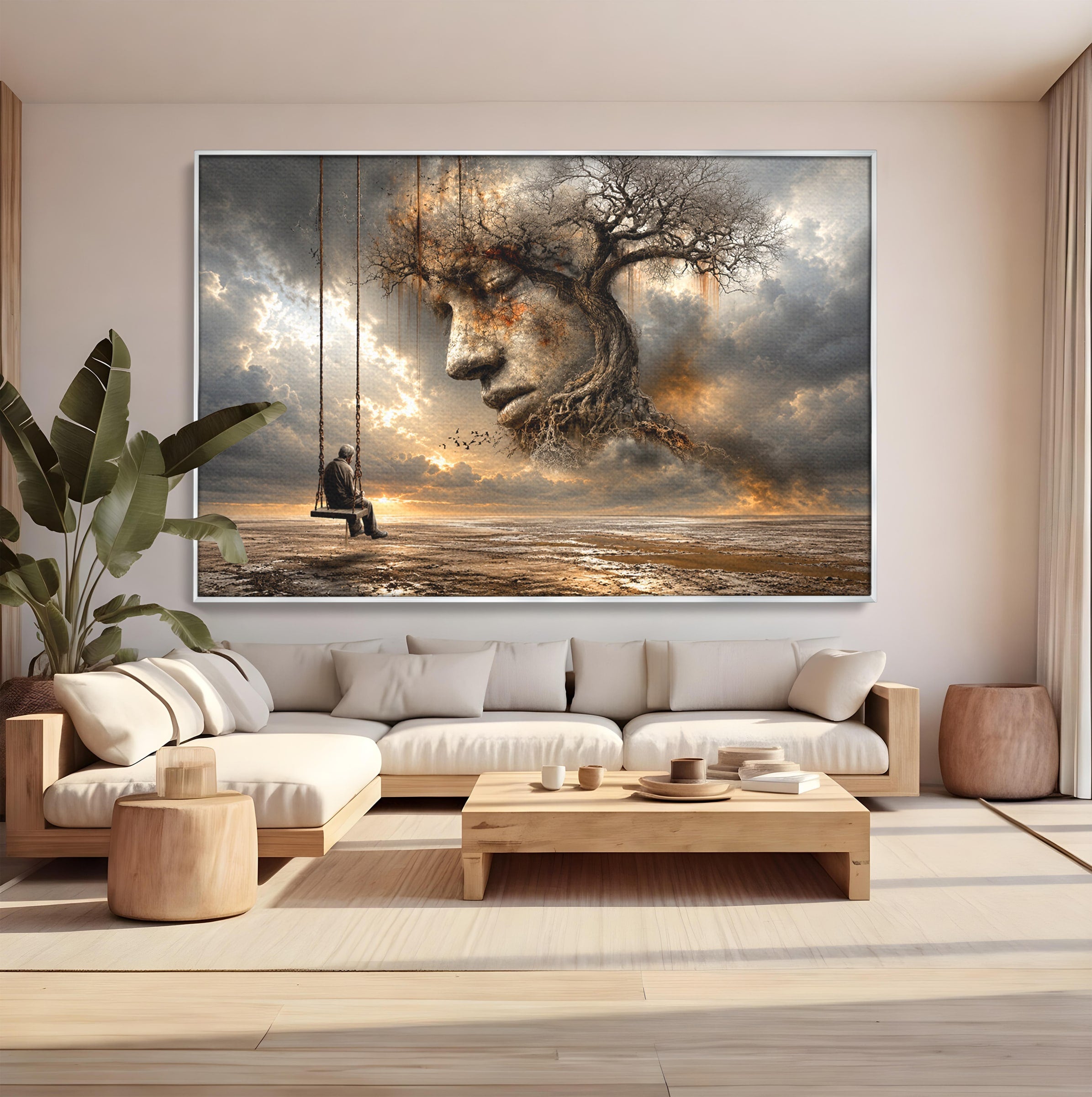 Tablou Canvas Premium LuxCanva® U1053, Meditatie In Natura, Vis, Copac, Meditatie, Natura, Dormitor, Culori Vibrante