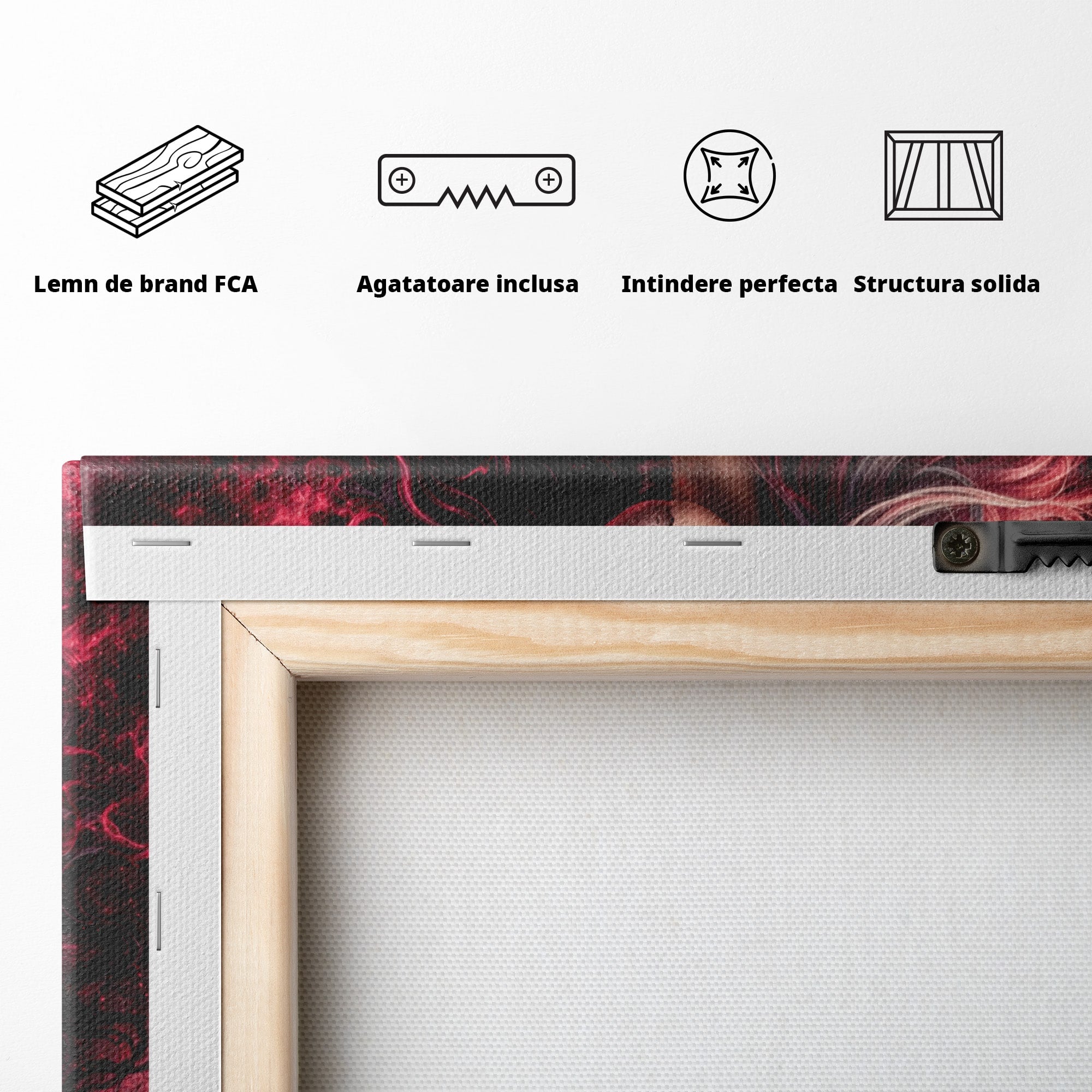 Tablou Canvas Premium LuxCanva® U1054, Dualitatea Vietii Si Mortii, Femeie, Craniu, Foc, Living, Culori Vibrante