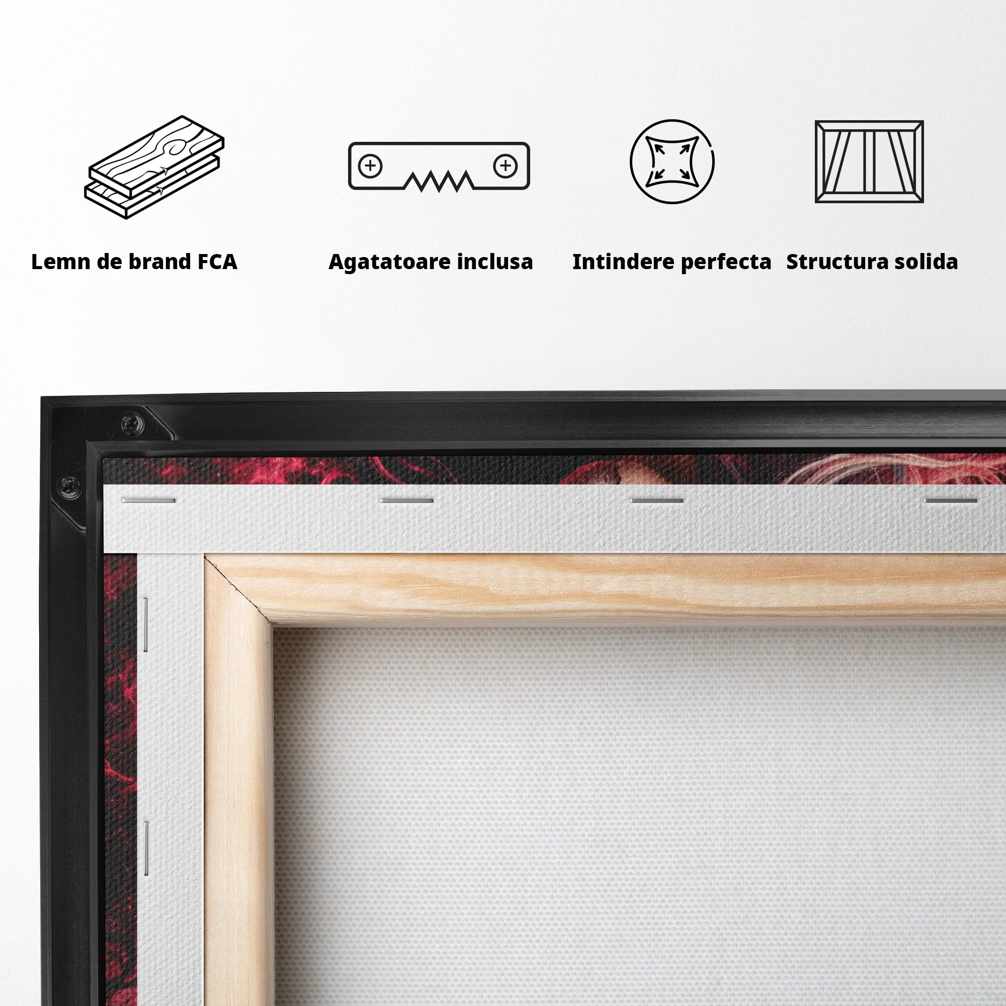 Tablou Canvas Premium LuxCanva® U1054, Dualitatea Vietii Si Mortii, Femeie, Craniu, Foc, Living, Culori Vibrante