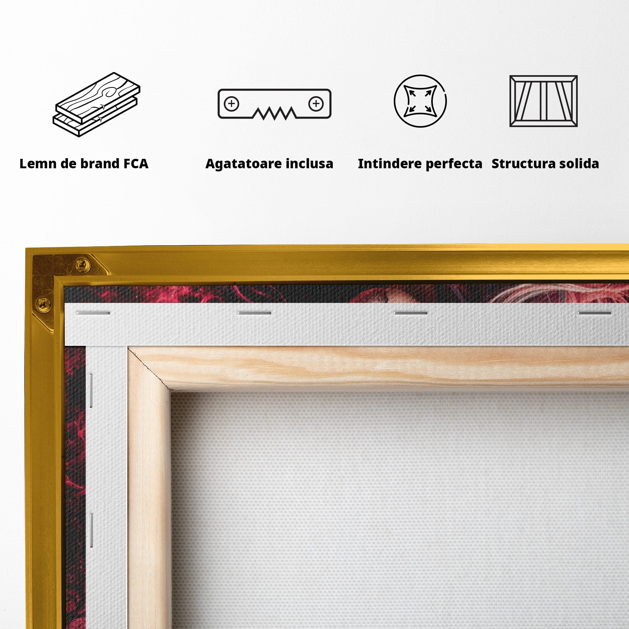 Tablou Canvas Premium LuxCanva® U1054, Dualitatea Vietii Si Mortii, Femeie, Craniu, Foc, Living, Culori Vibrante